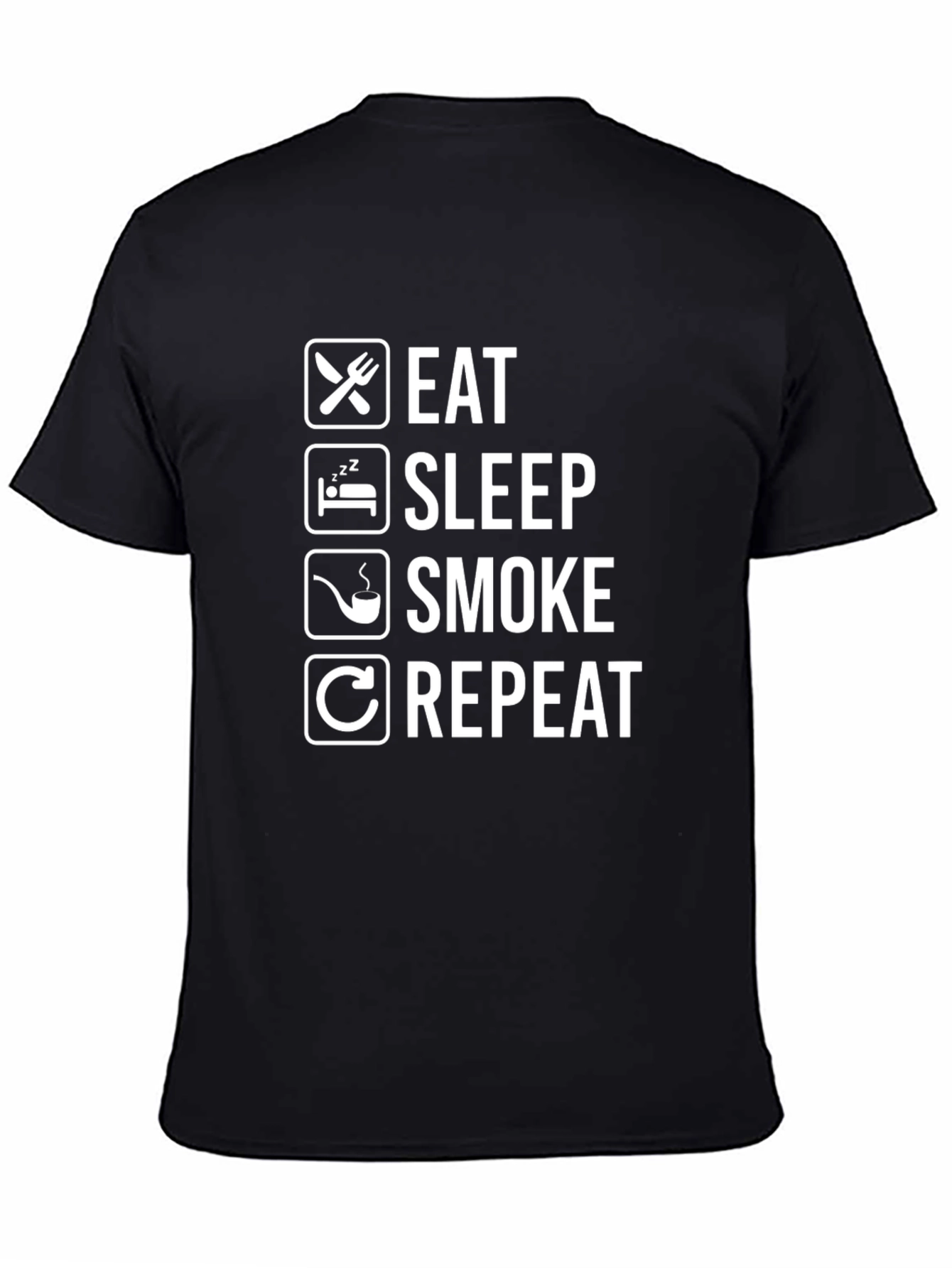 Eat Sleep Smoke Repeat Black Graphic Tee Shirt