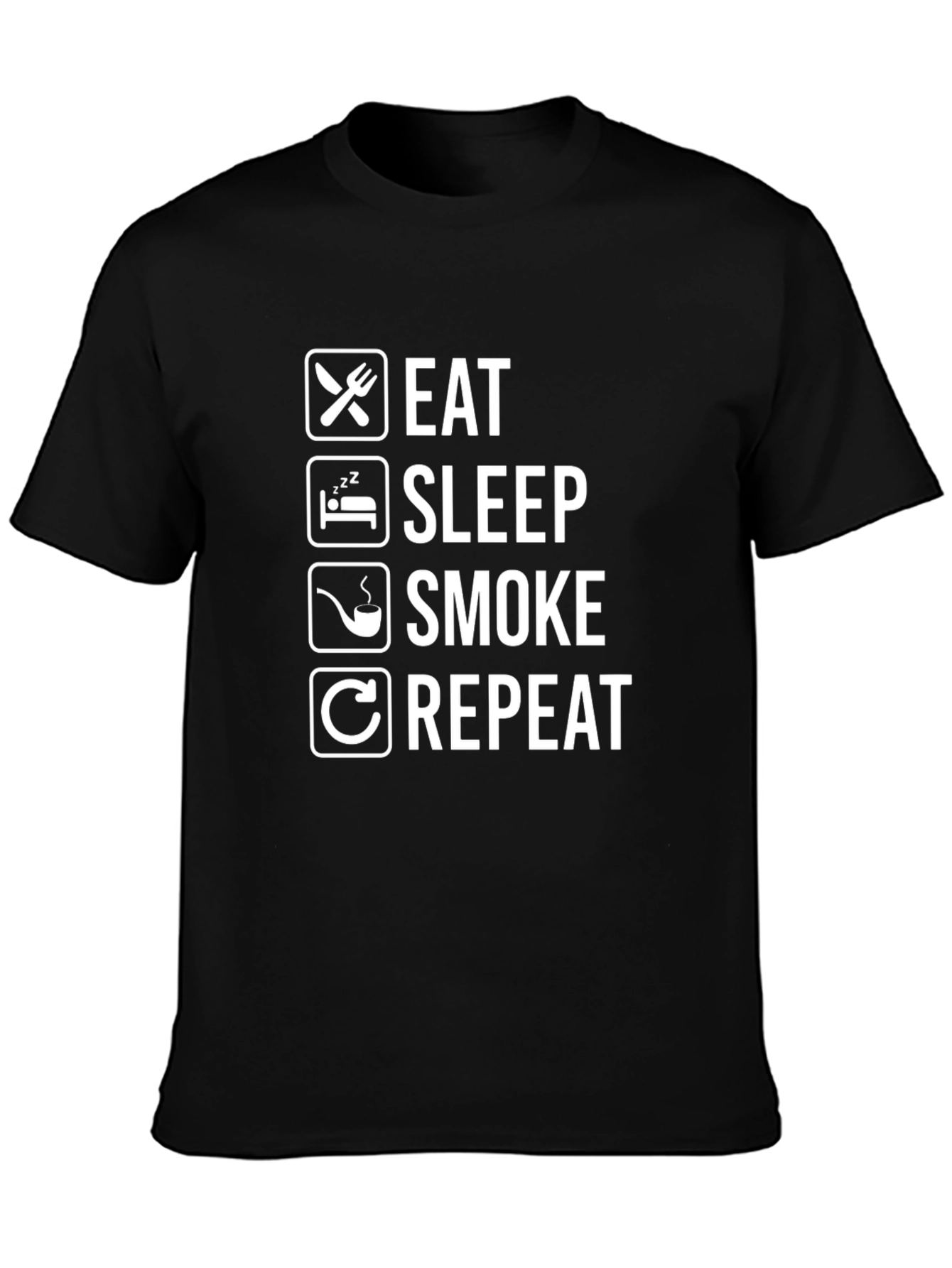 Eat Sleep Smoke Repeat Black Graphic Tee Shirt