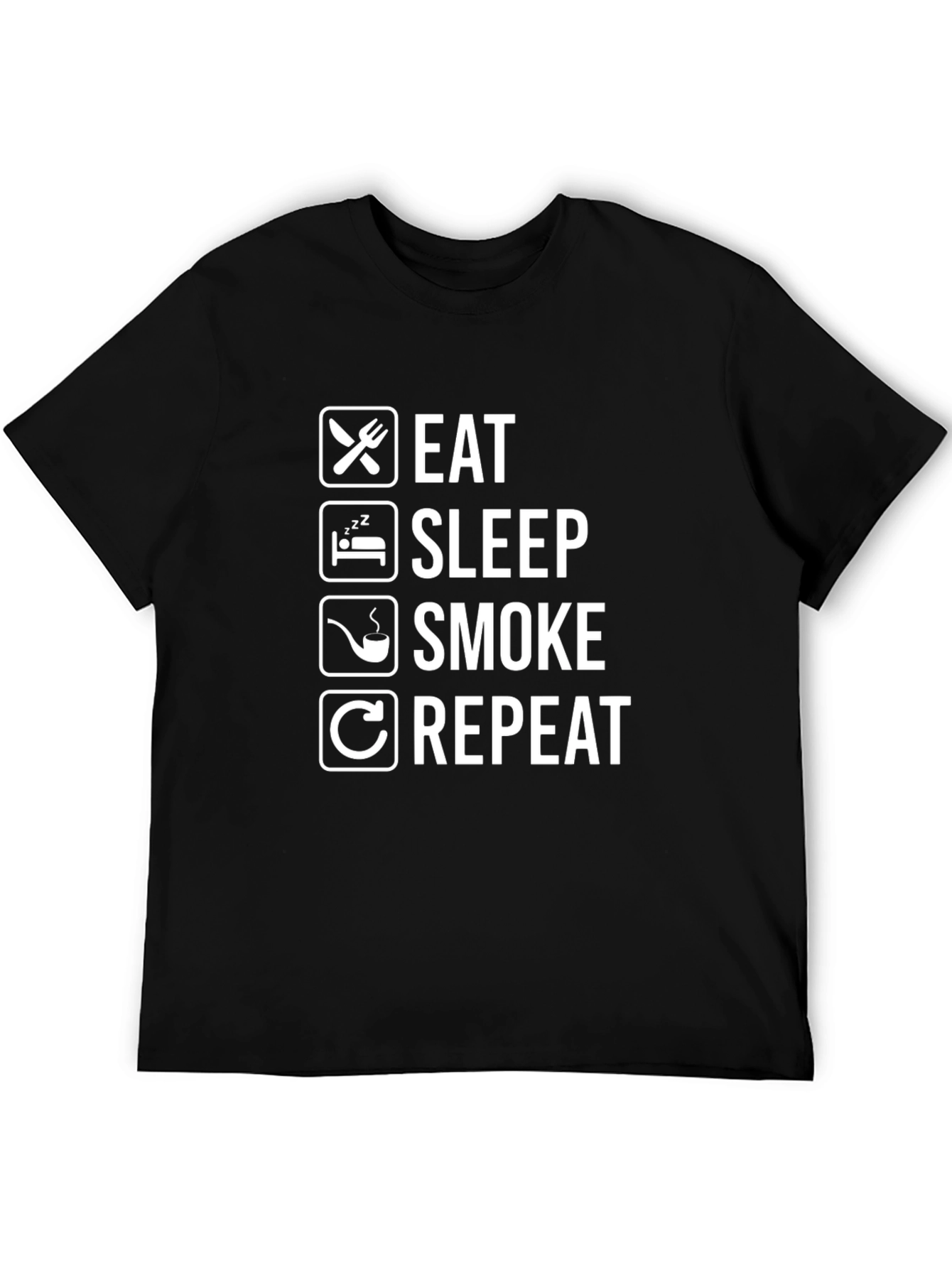Eat Sleep Smoke Repeat Black Graphic Tee Shirt
