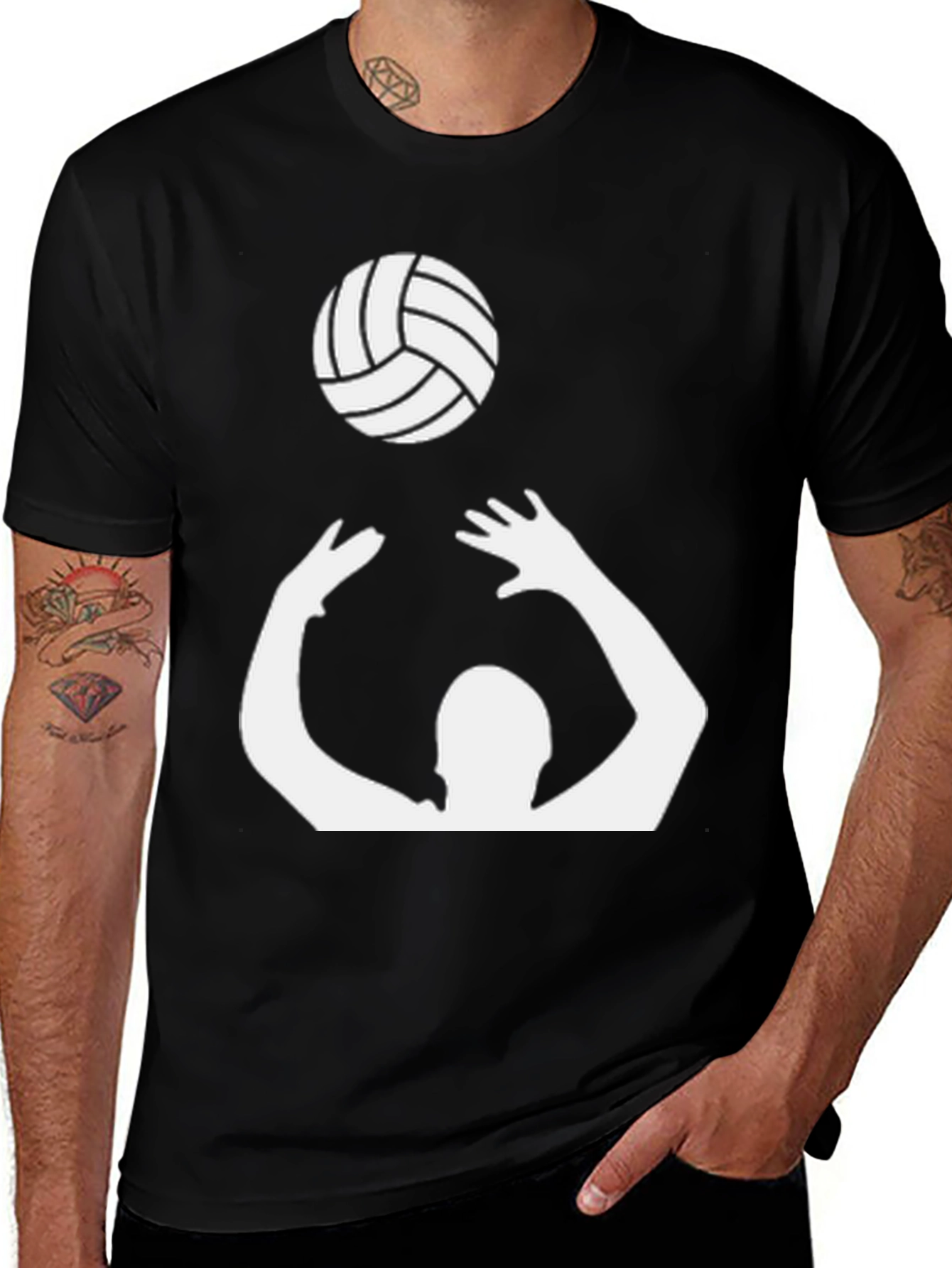 Volleyball Graphic Tee - Black Cotton Shirt