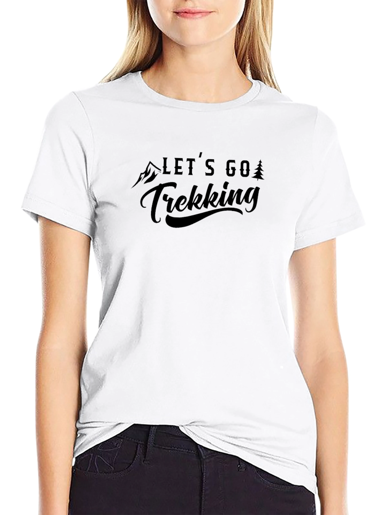 Lets Go Trekking Black Graphic Tee