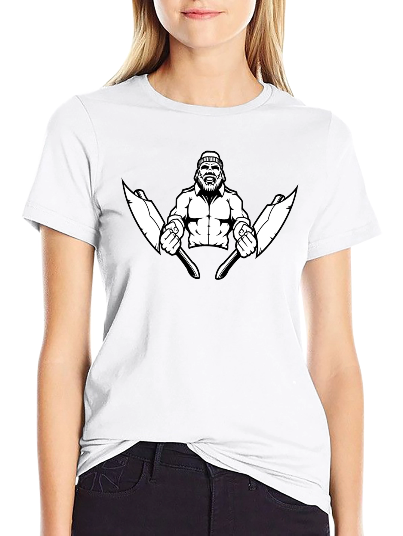 Black T-Shirt with Lumberjack Graphic