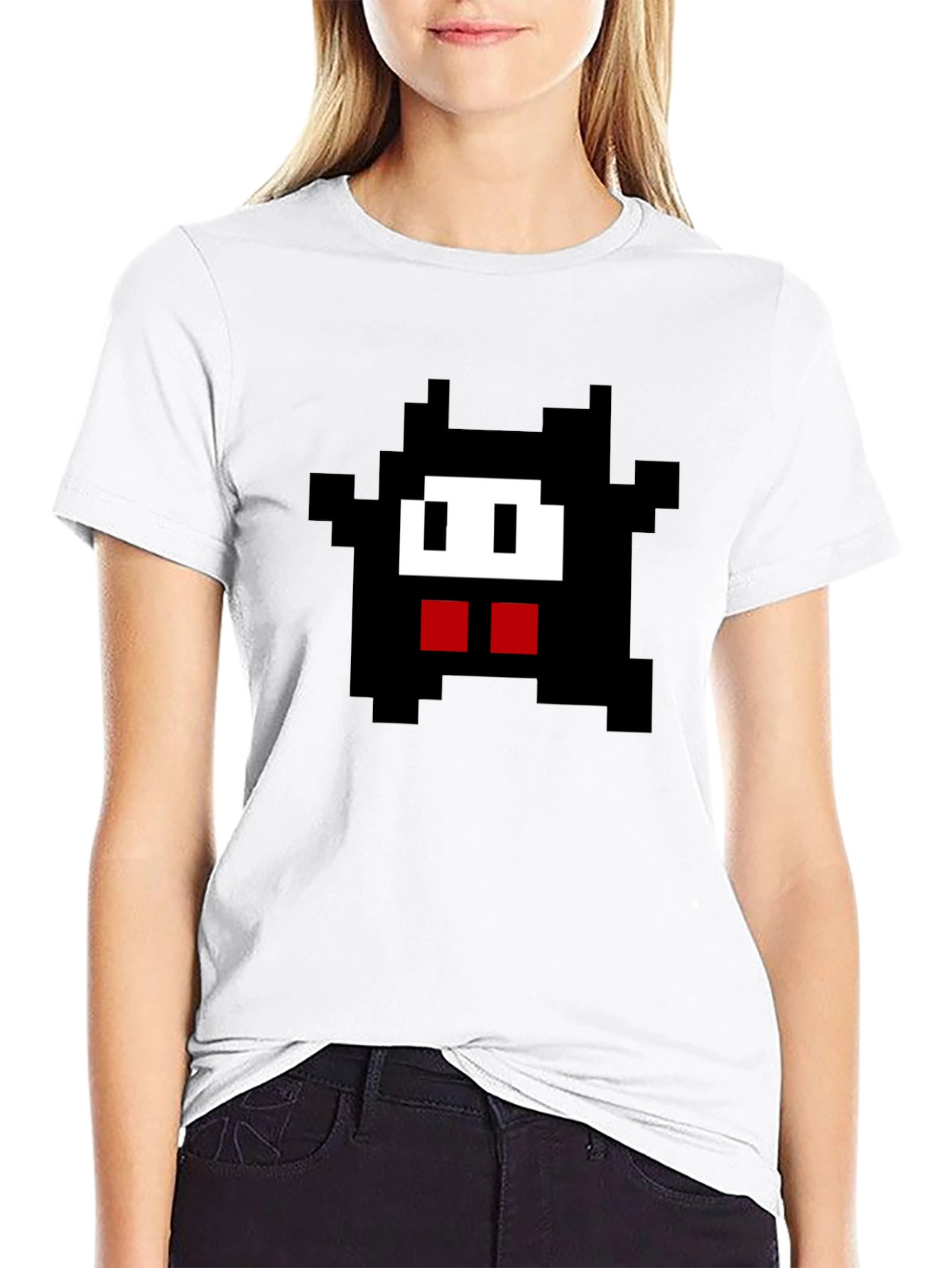 Pixel Monster Graphic Tee - Black Cotton Comfort