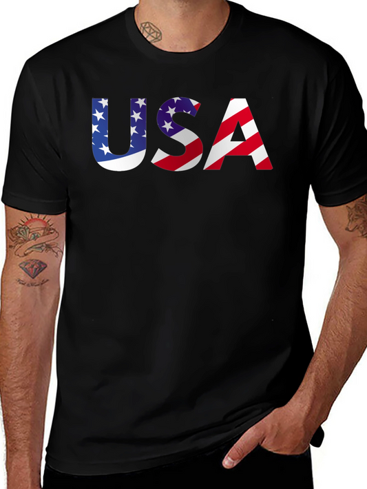 USA Flag Graphic Print T-Shirt Patriotic Tee