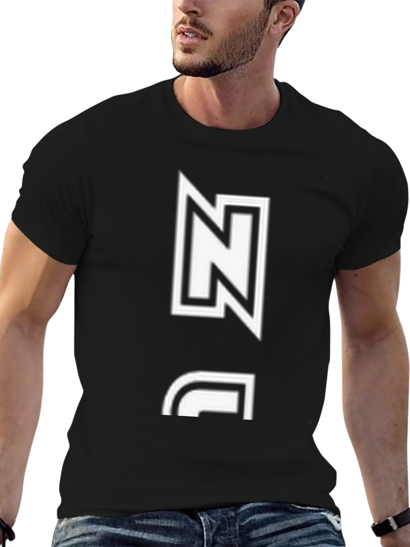 Modern Black T-Shirt with Letter Design