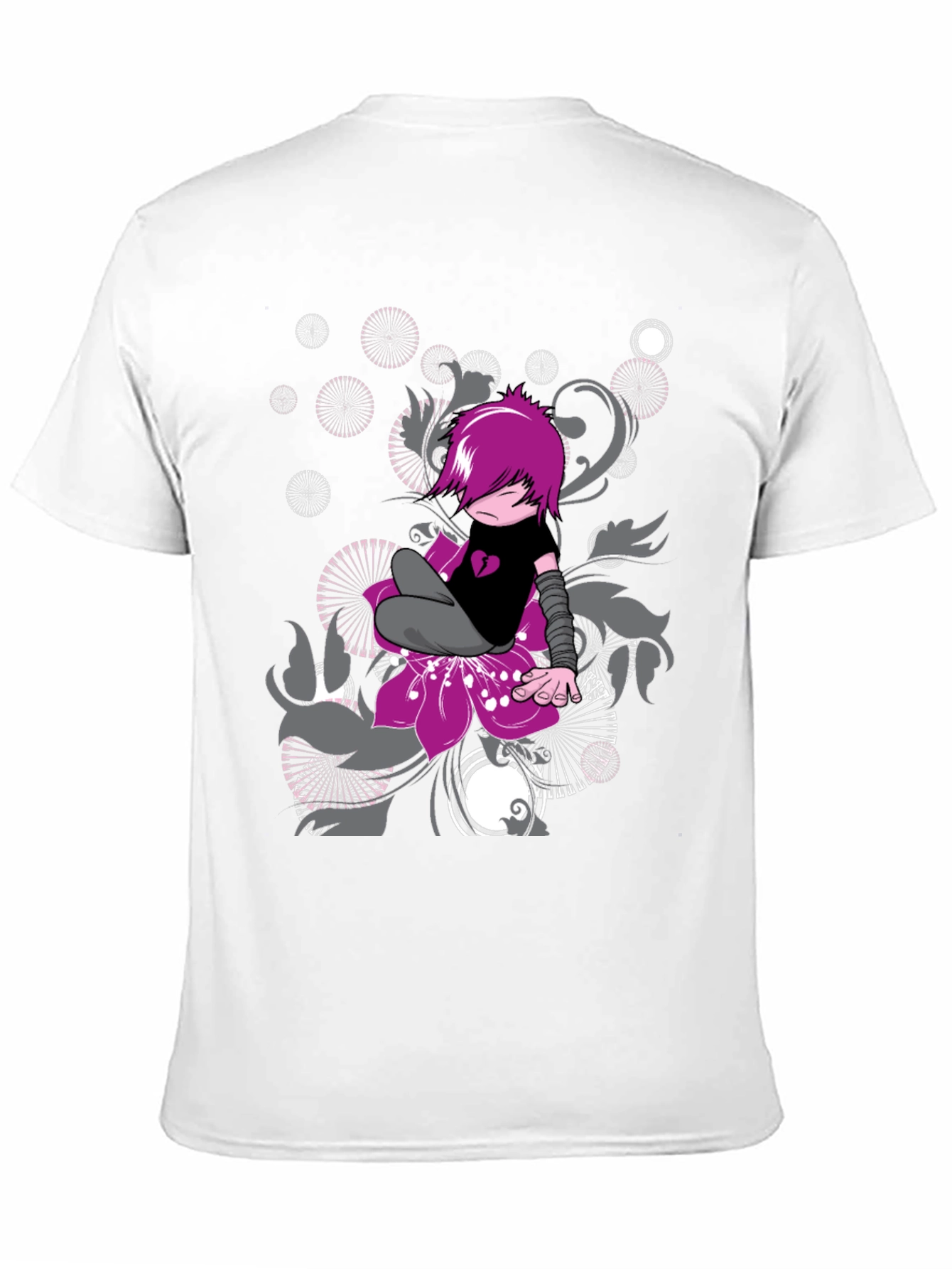 Emo Style Graphic Print Black T-Shirt