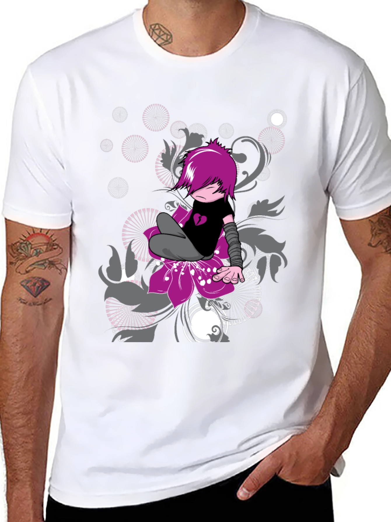 Emo Style Graphic Print Black T-Shirt