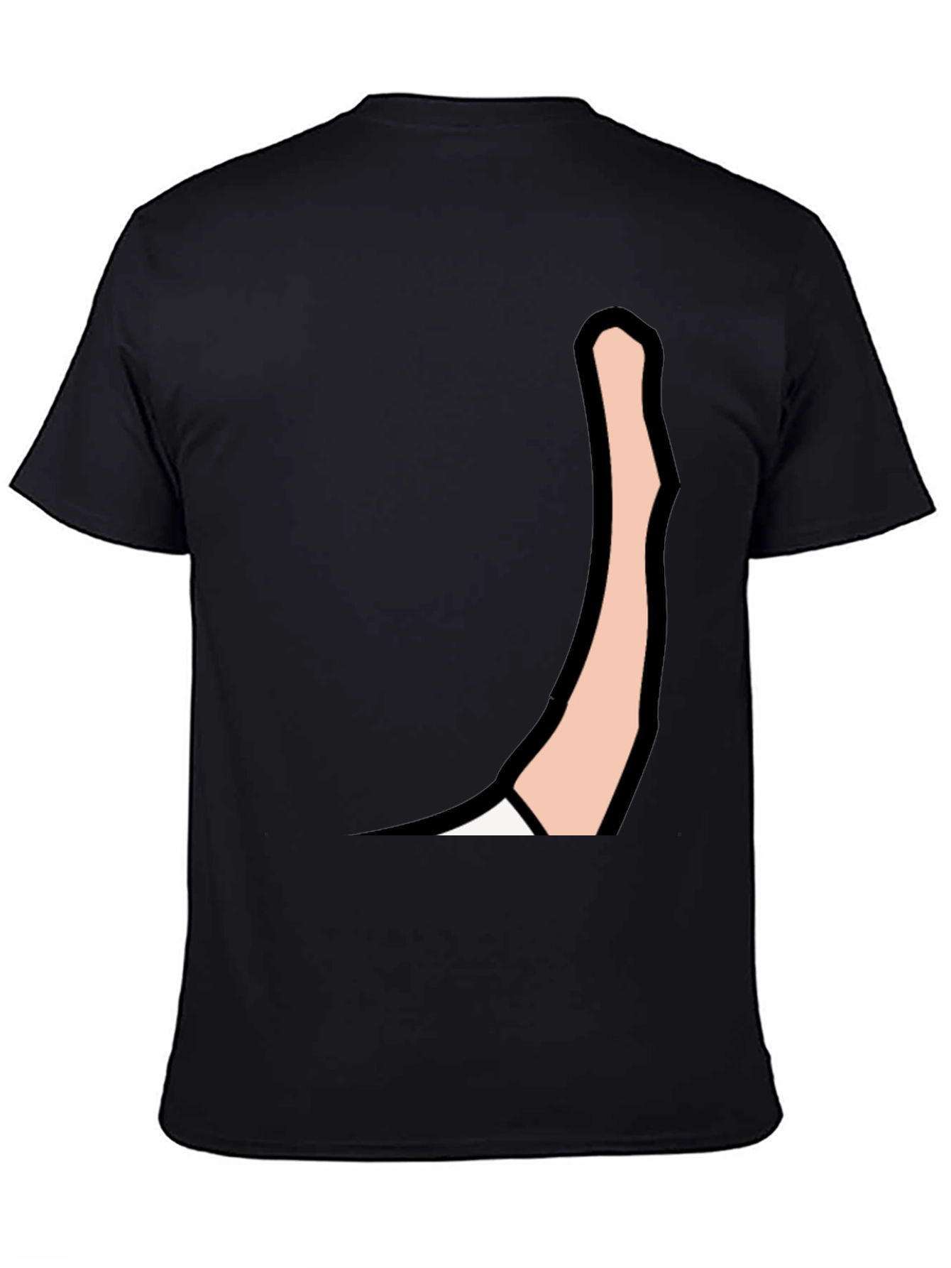 Mens Black Graphic Tee: Cartoon Arm Design