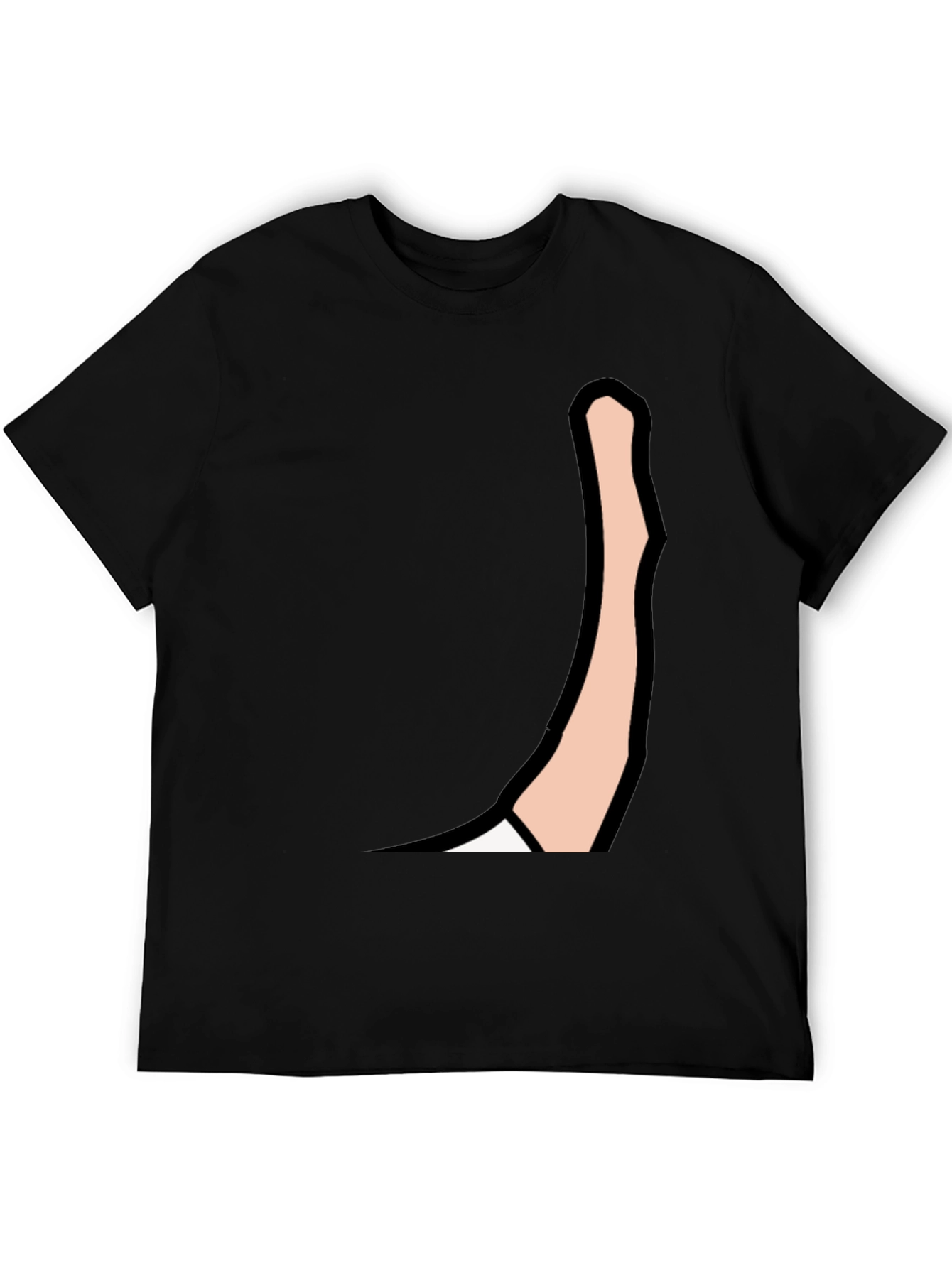Mens Black Graphic Tee: Cartoon Arm Design