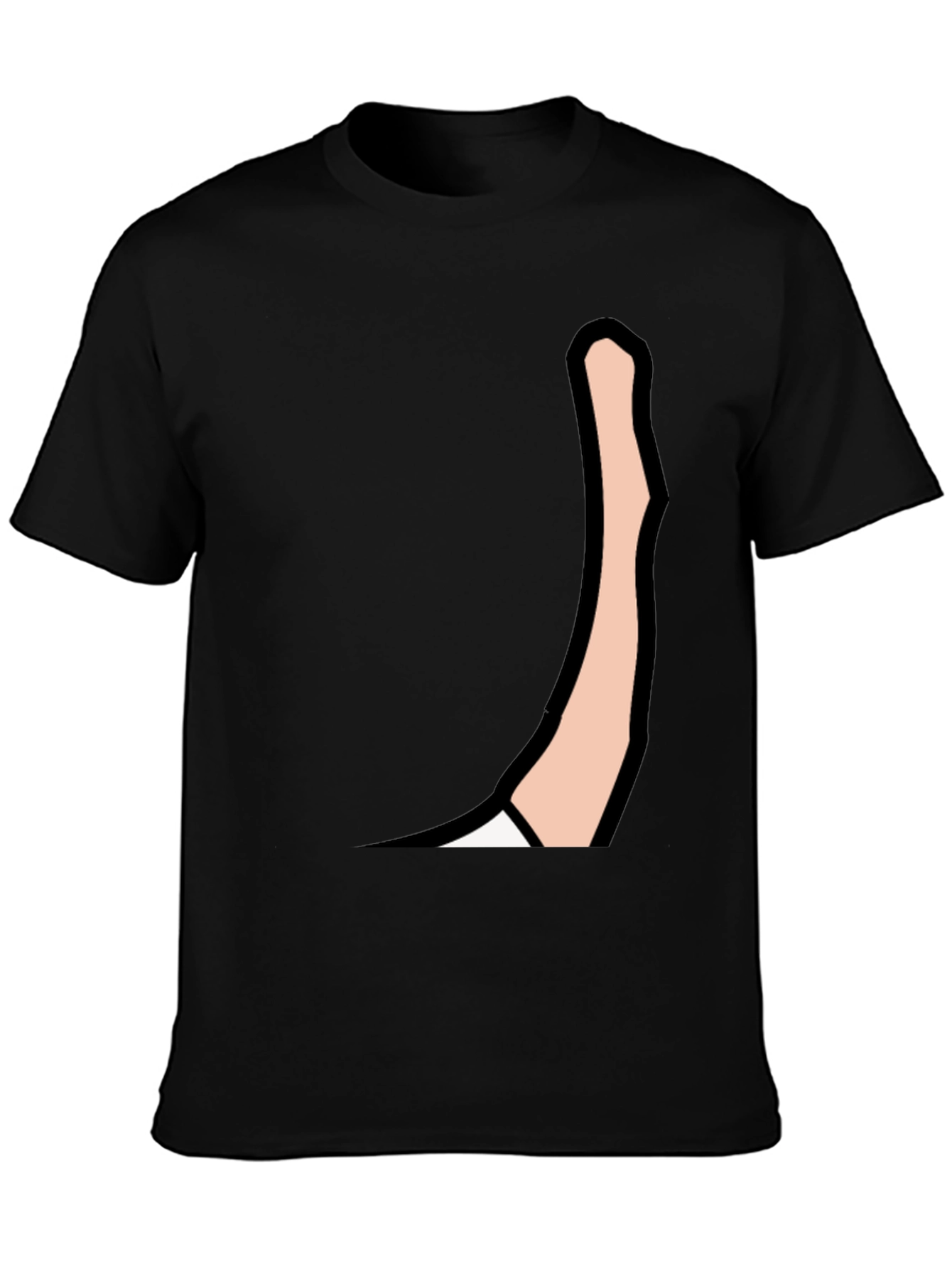 Mens Black Graphic Tee: Cartoon Arm Design