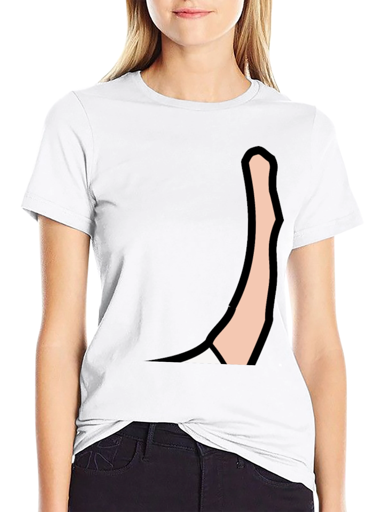 Mens Black Graphic Tee: Cartoon Arm Design