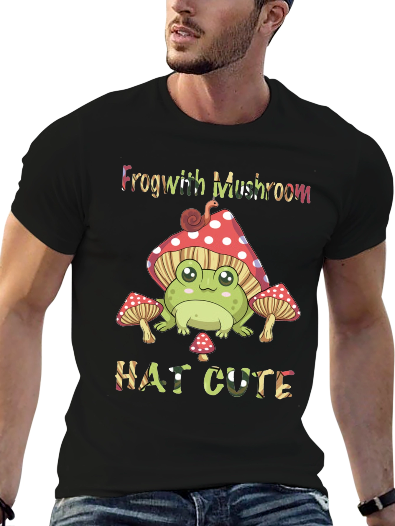 Frog with Mushroom Hat Graphic T-Shirt