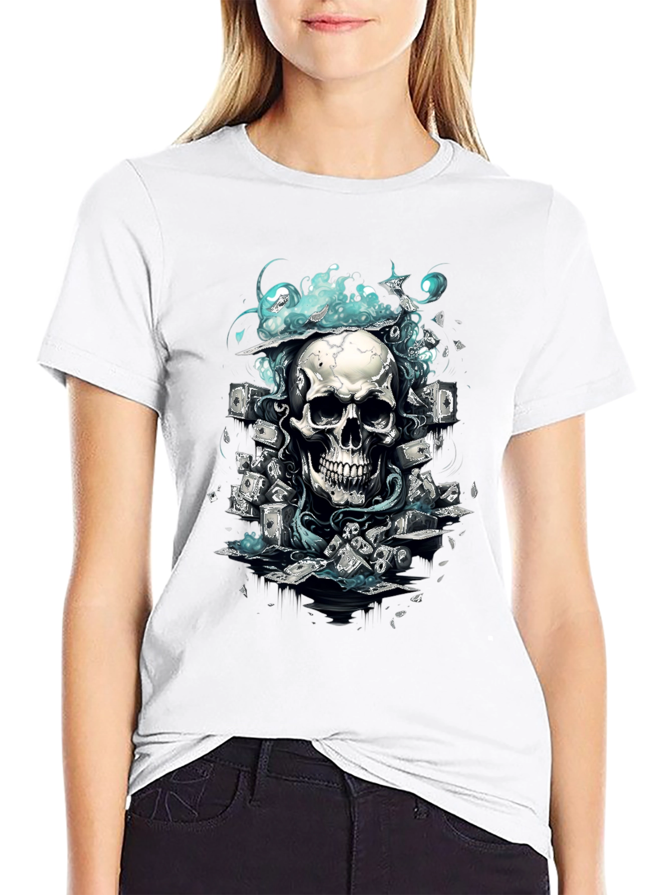 Skull & Cash Graphic Tee - Edgy Streetwear