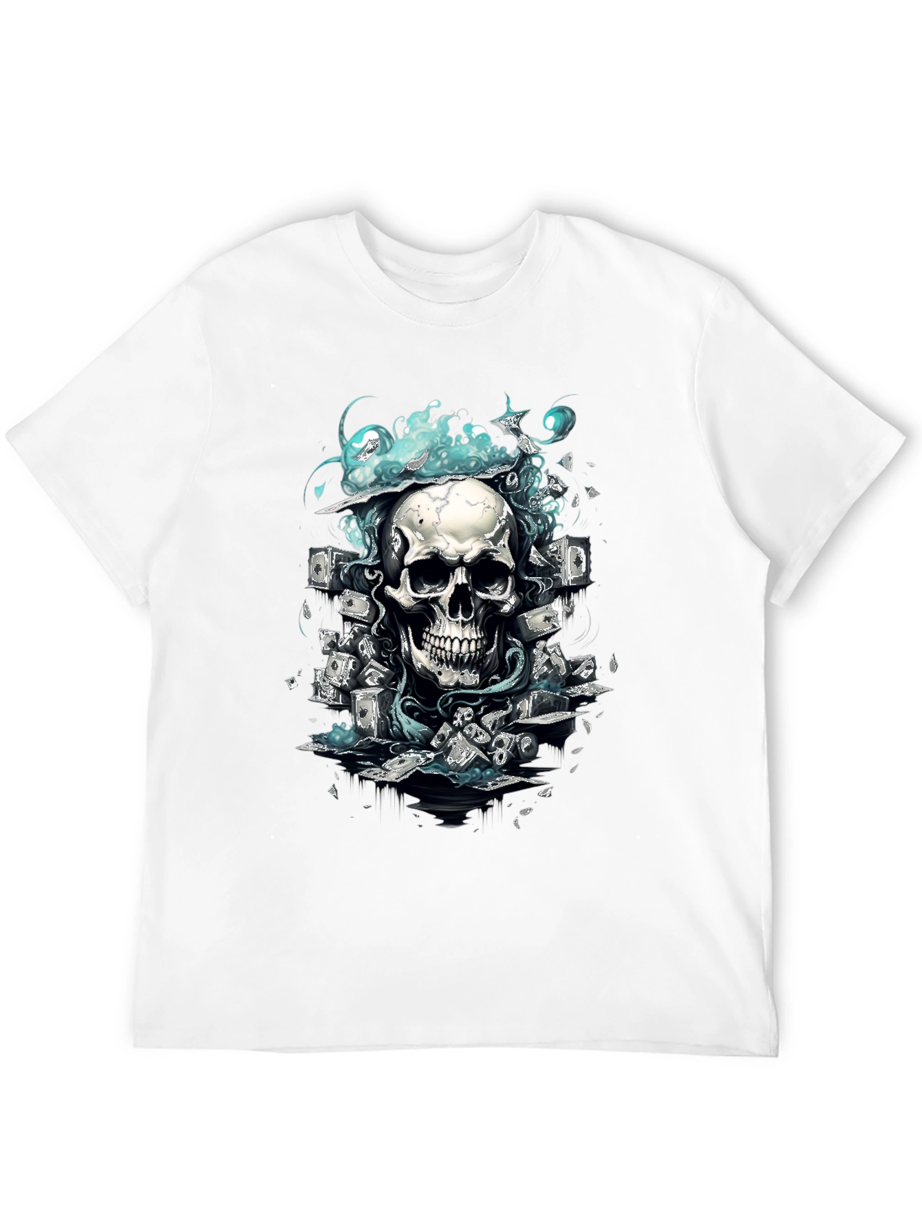 Skull & Cash Graphic Tee - Edgy Streetwear
