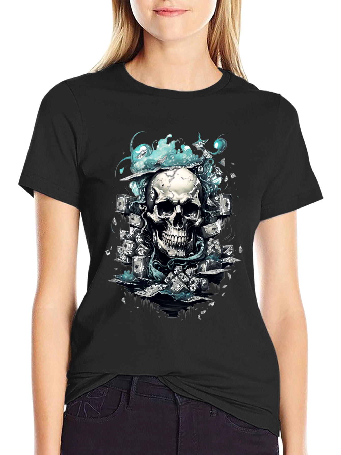 Skull & Cash Graphic Tee - Edgy Streetwear