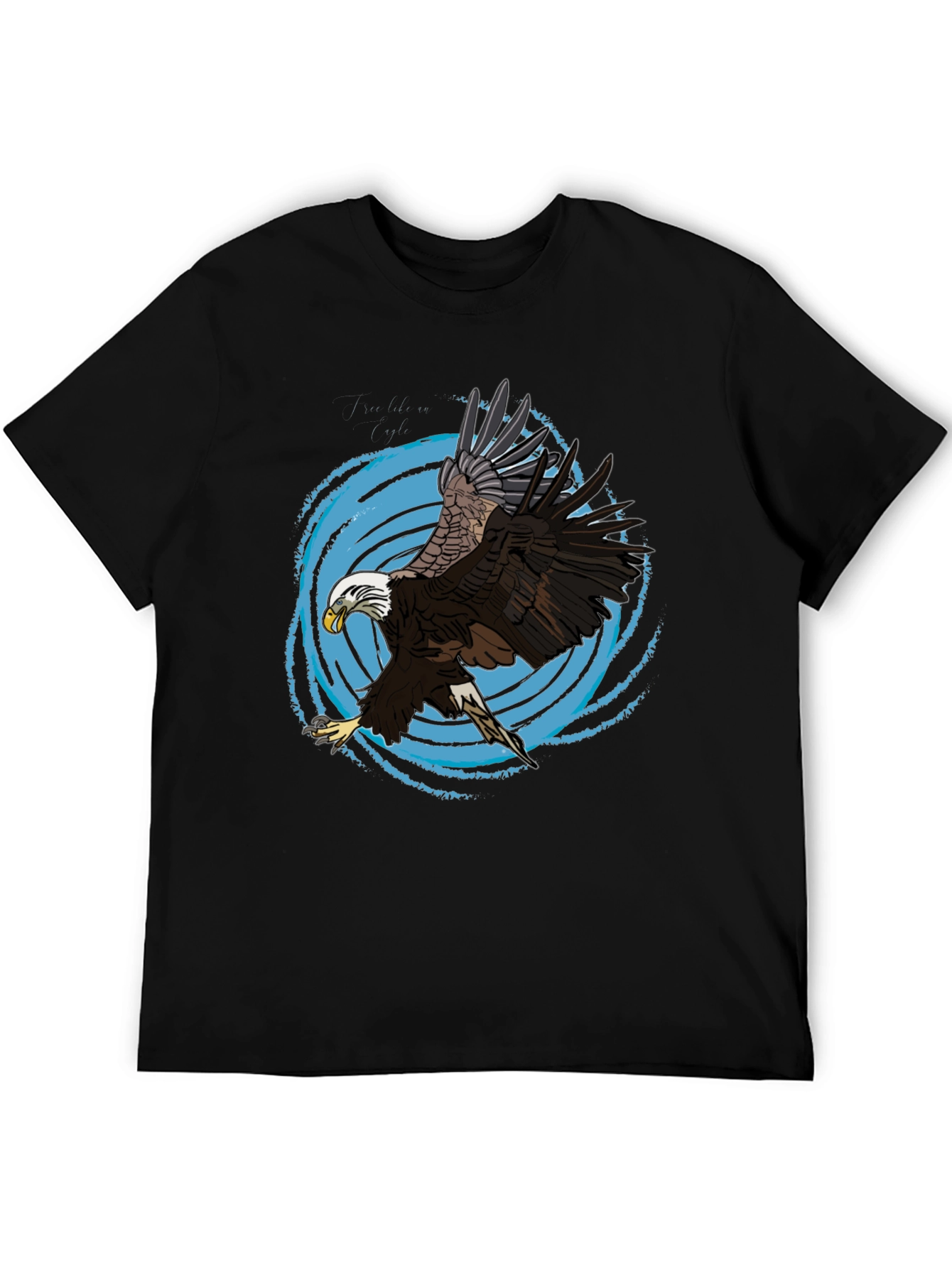 Bald Eagle Graphic Tee - Black Cotton T-Shirt