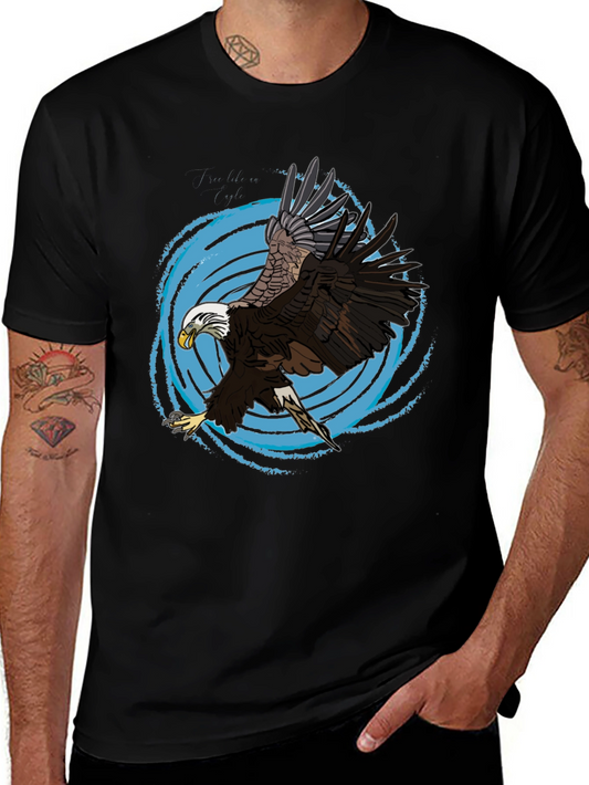 Bald Eagle Graphic Tee - Black Cotton T-Shirt