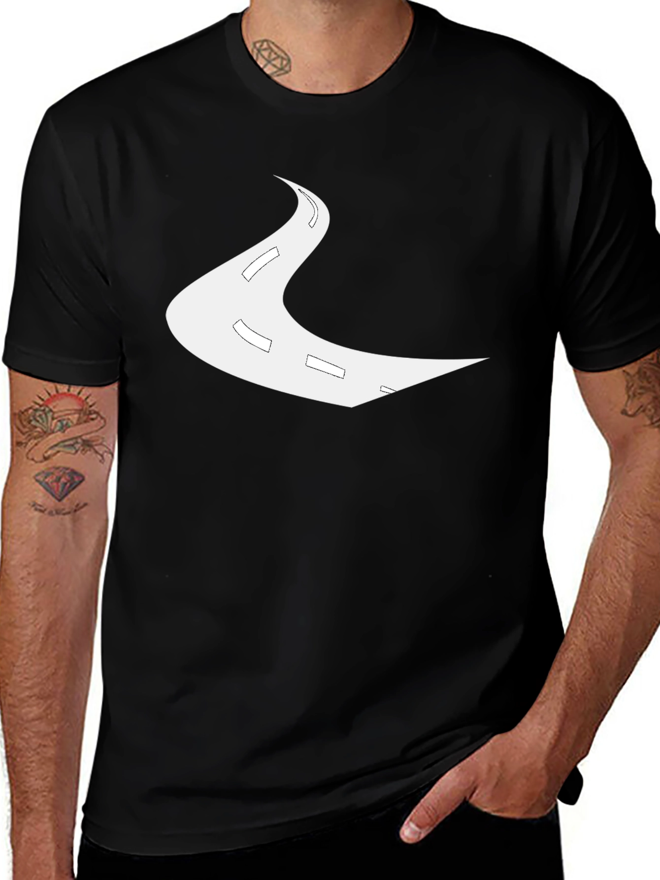 Road Trip Tee: Black Cotton Graphic T-Shirt