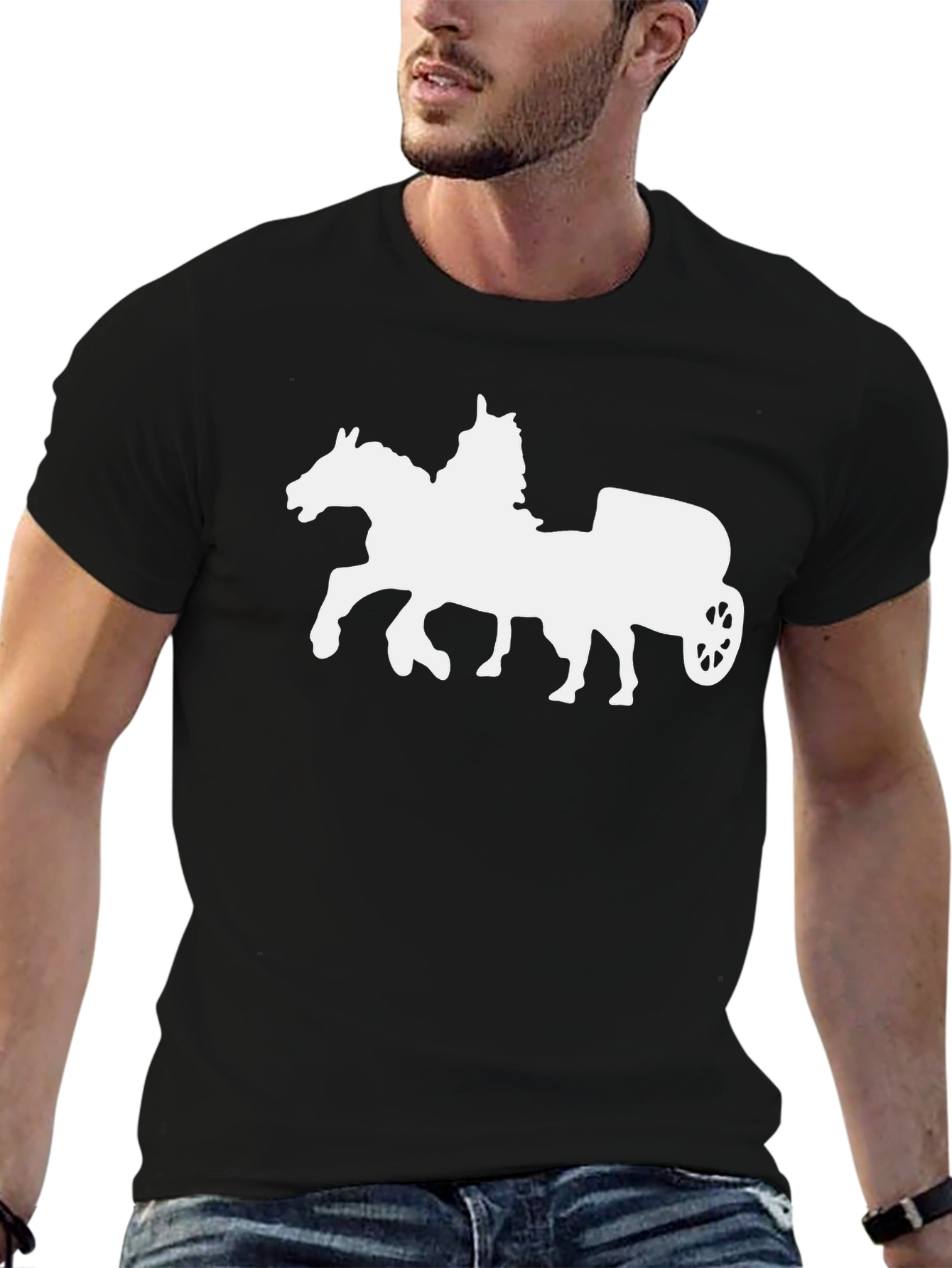Horse Chariot Graphic Tee - Classic Black T-Shirt