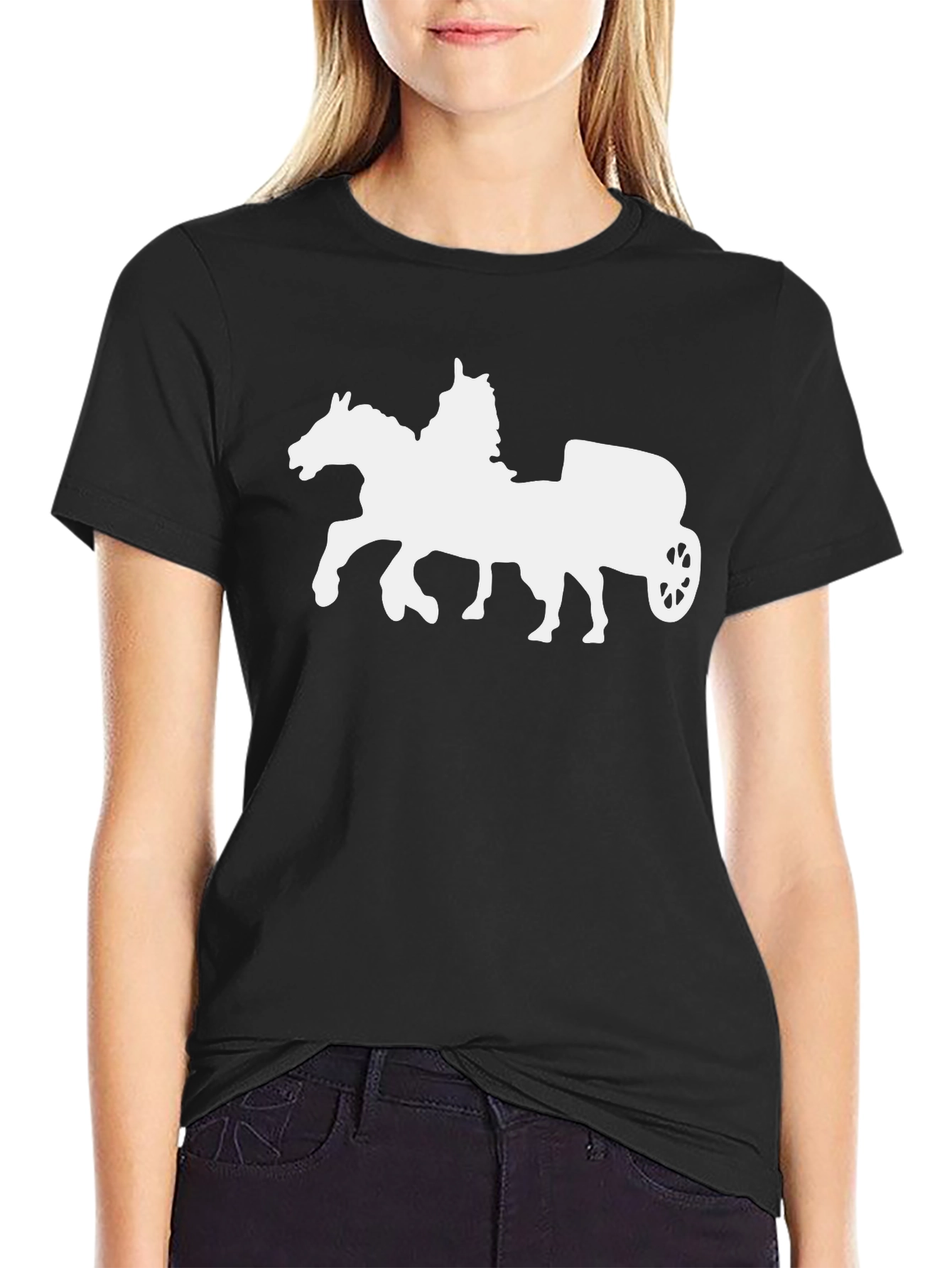 Horse Chariot Graphic Tee - Classic Black T-Shirt