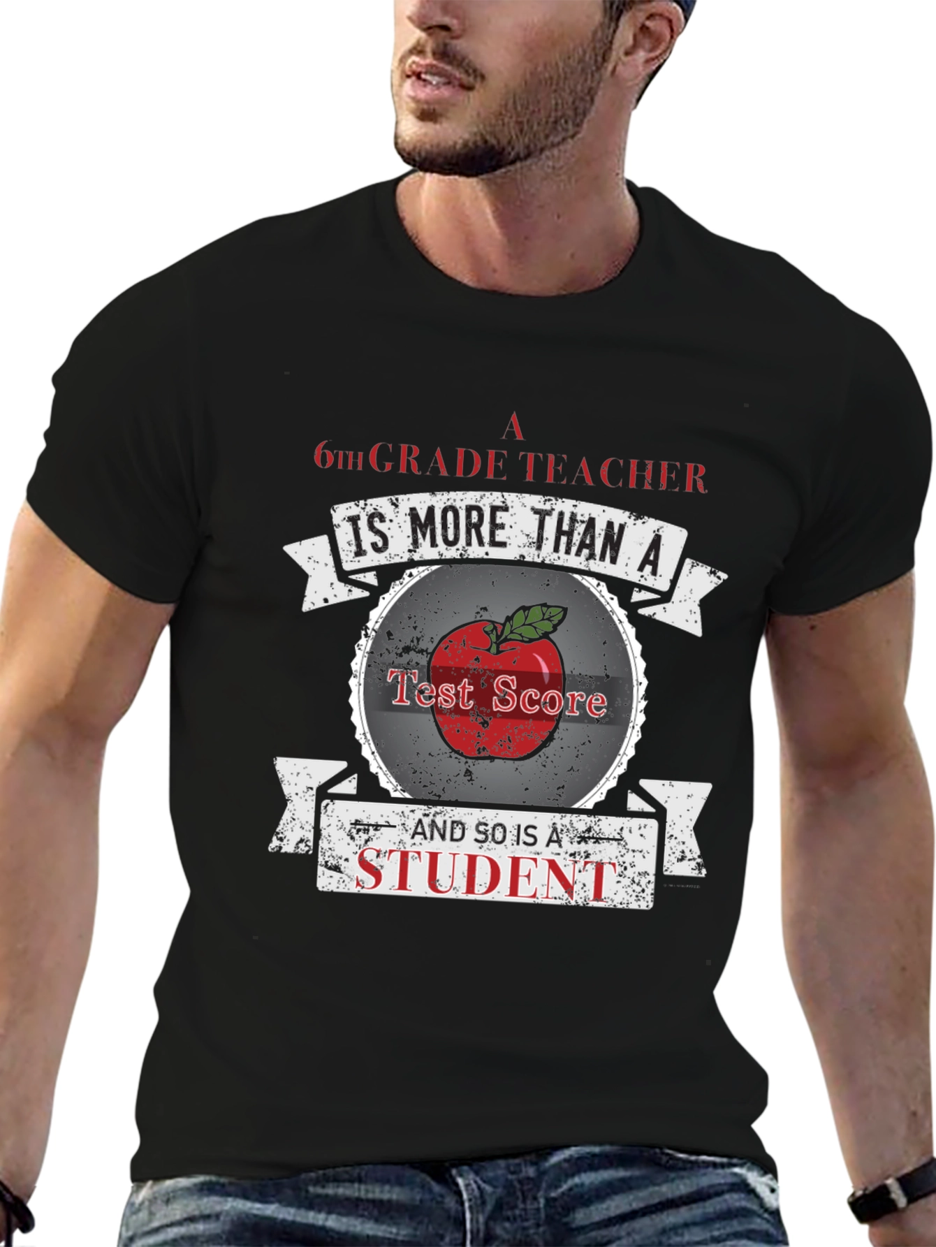 6th Grade Teacher Student Apple Graphic Tee
