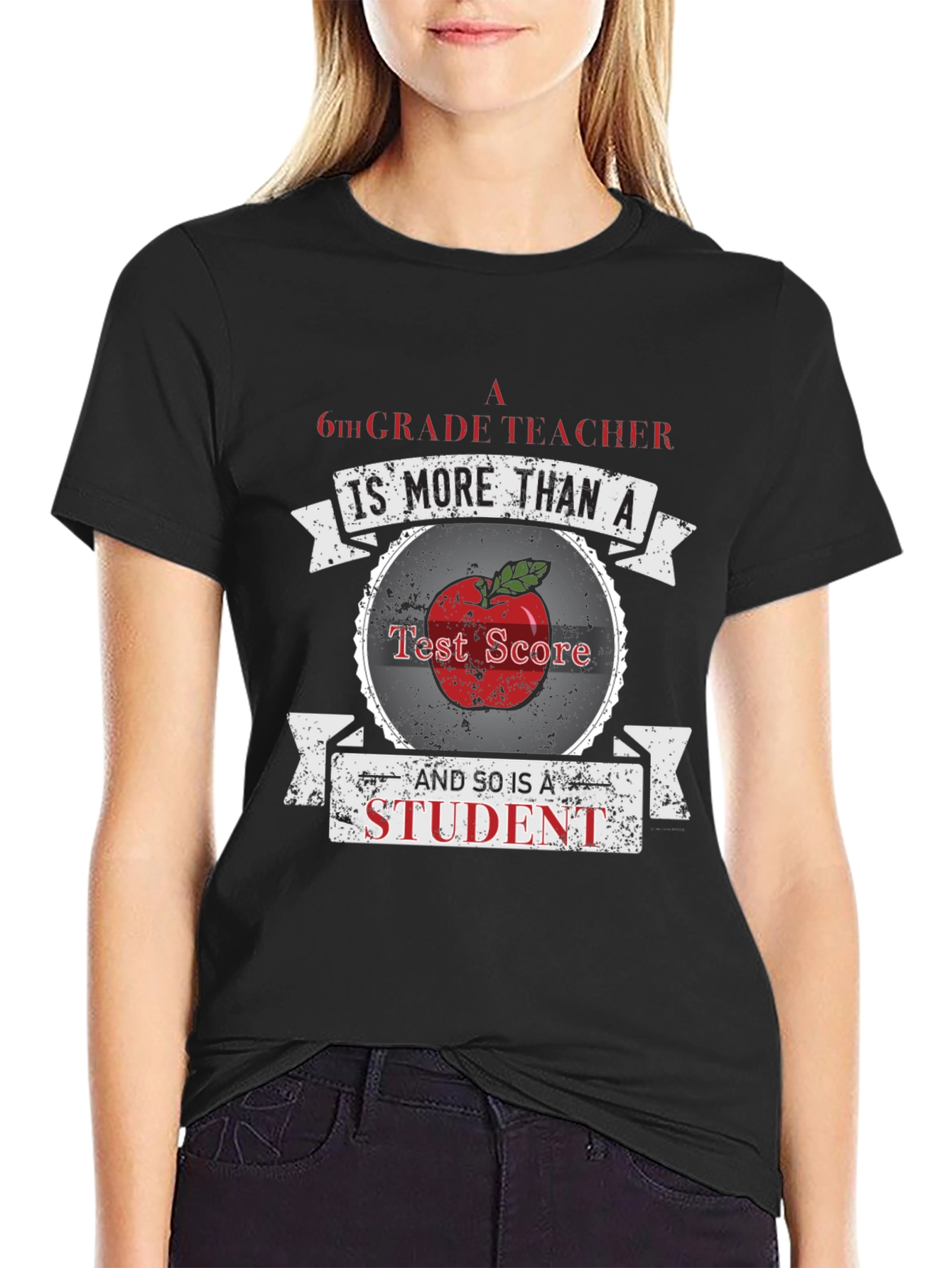 6th Grade Teacher Student Apple Graphic Tee