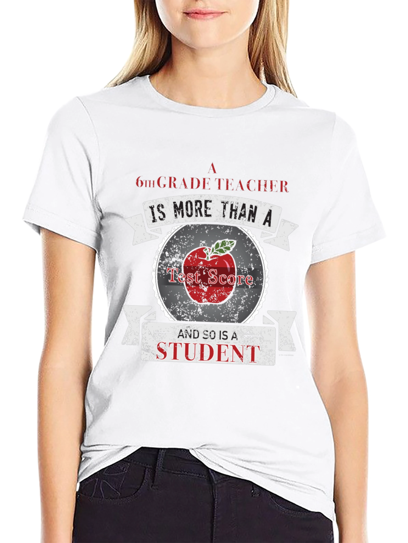 6th Grade Teacher Student Apple Graphic Tee