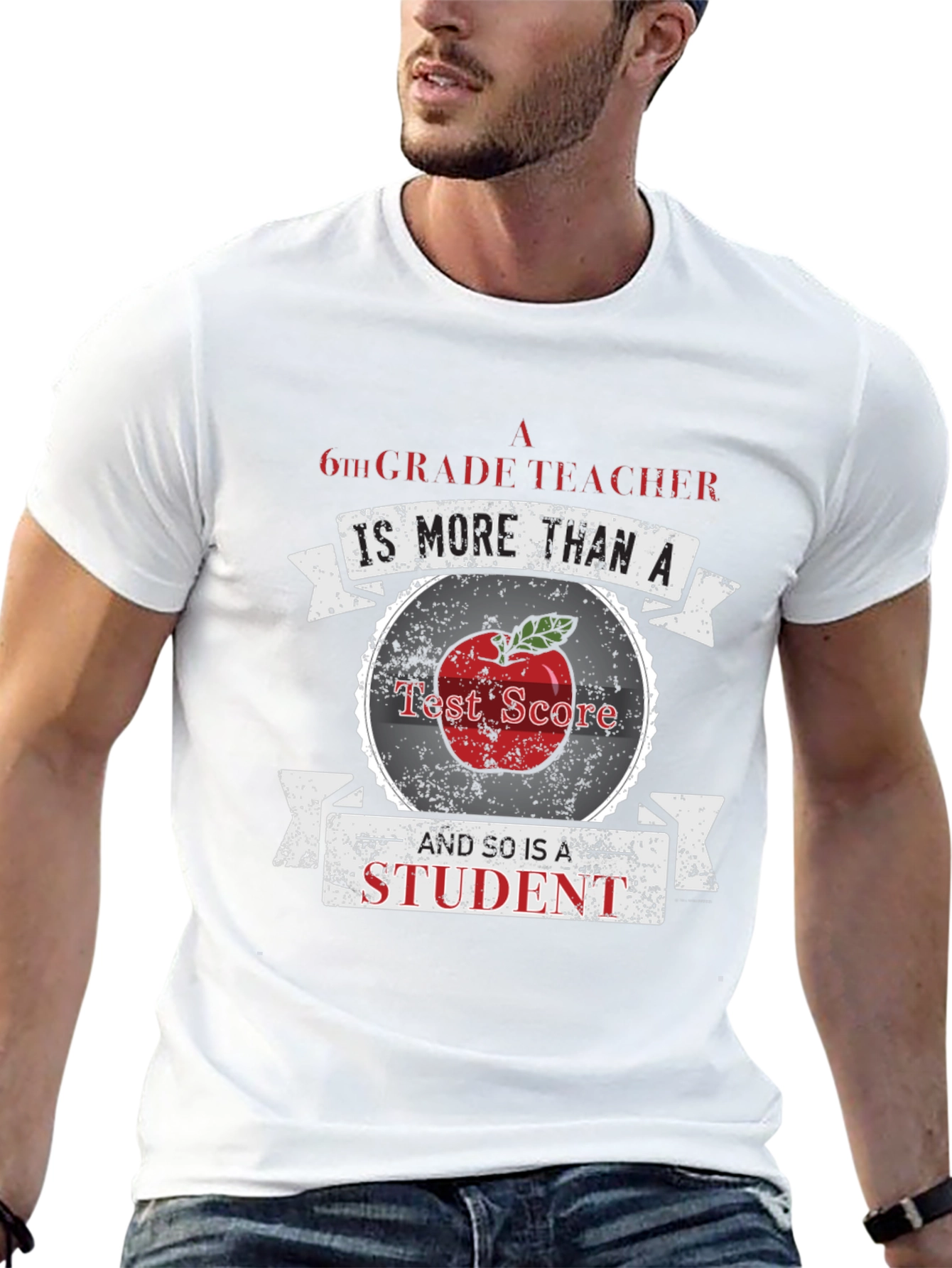 6th Grade Teacher Student Apple Graphic Tee