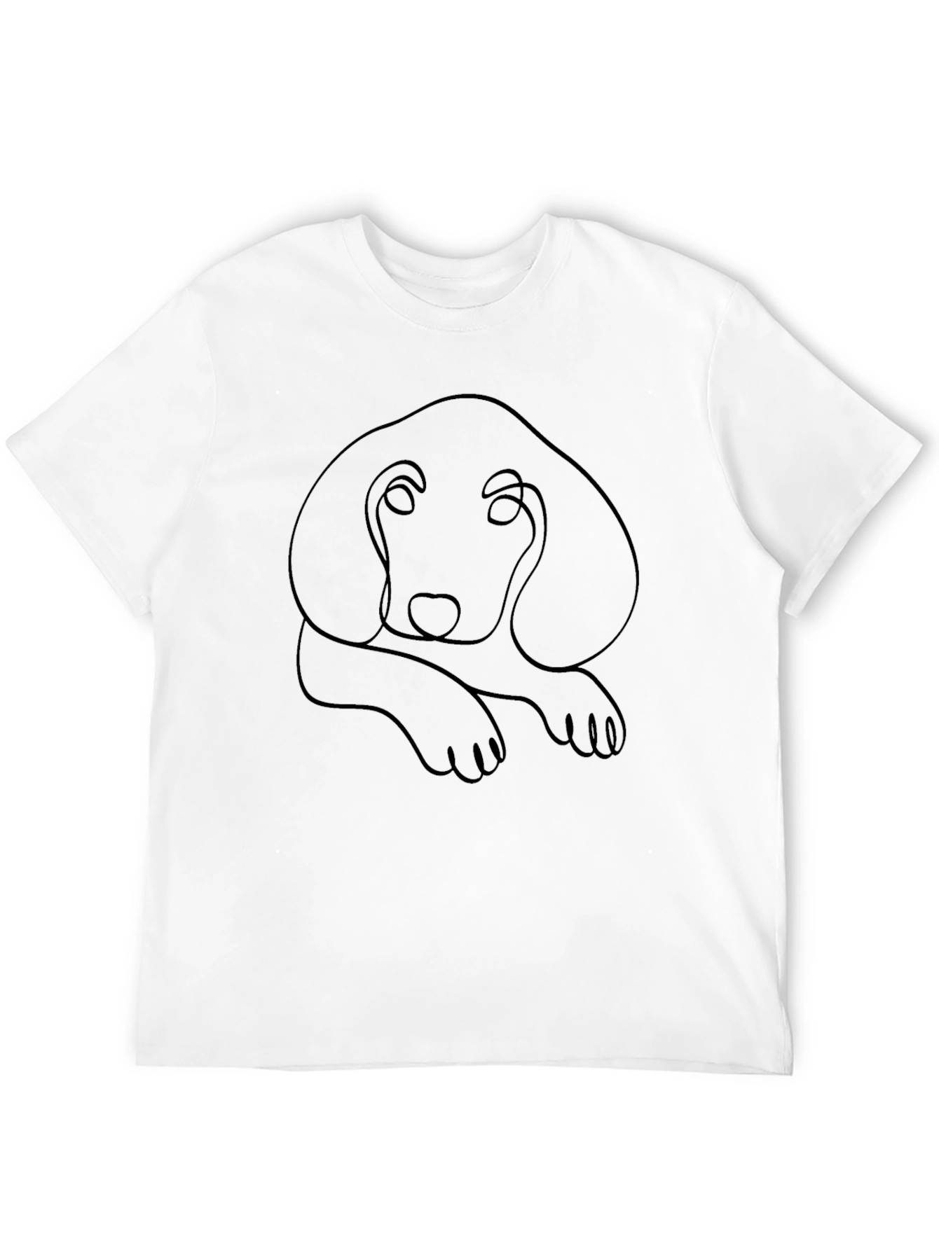 Minimalist Dog Line Art Black T-Shirt