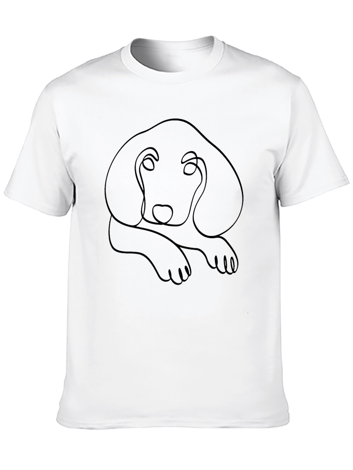 Minimalist Dog Line Art Black T-Shirt