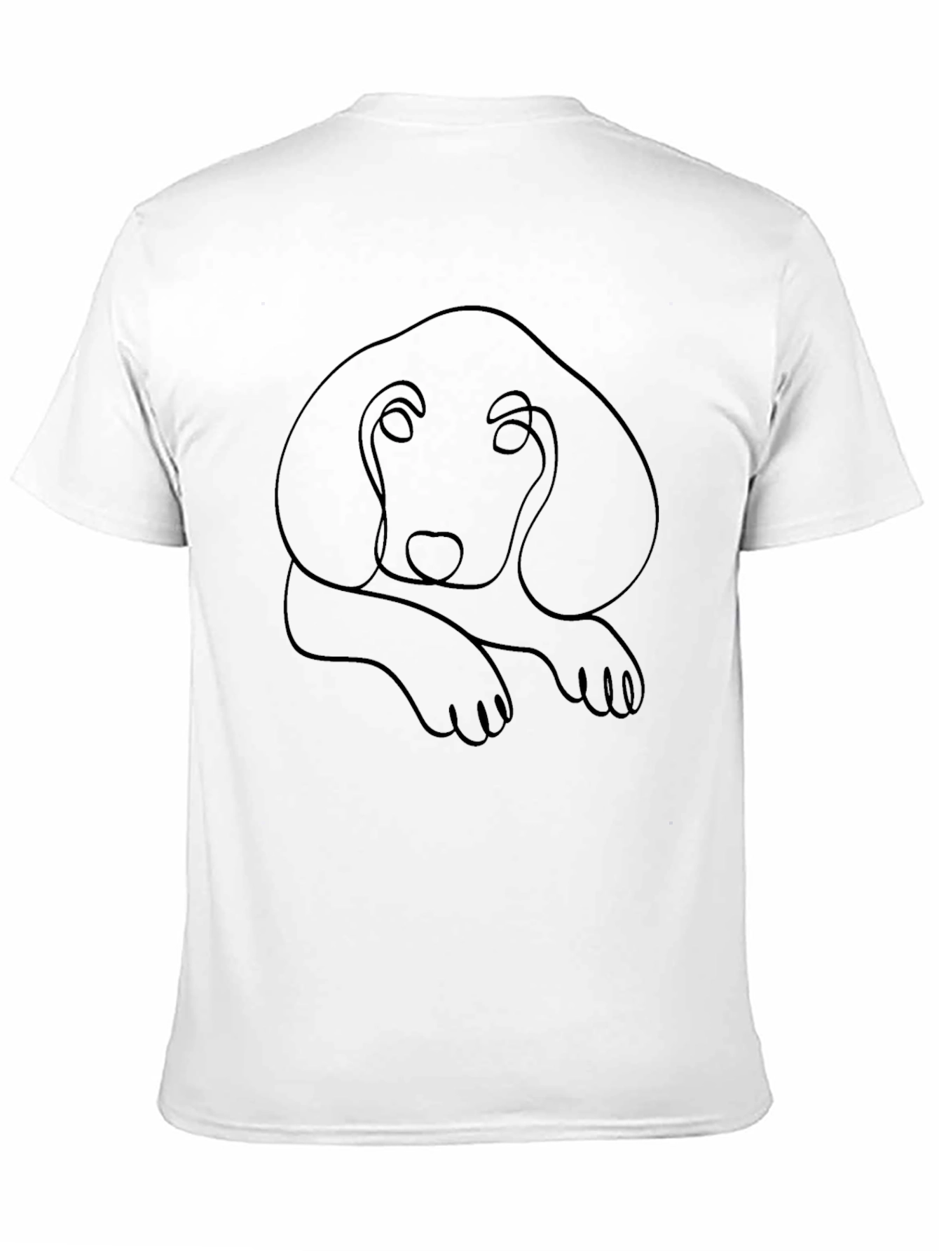 Minimalist Dog Line Art Black T-Shirt