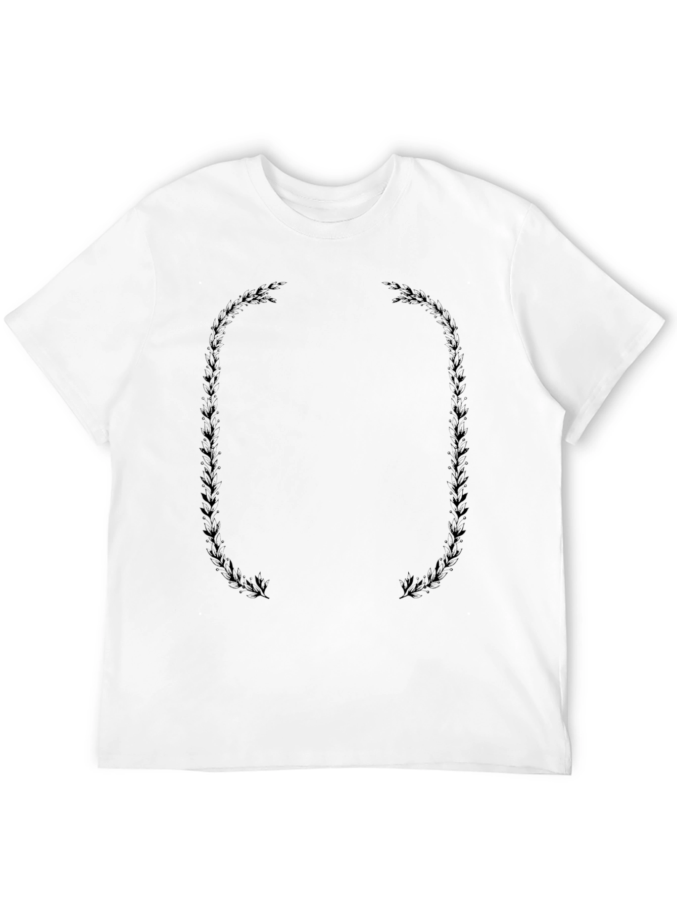 Mens Black T-Shirt with Oval Leaf Frame Design