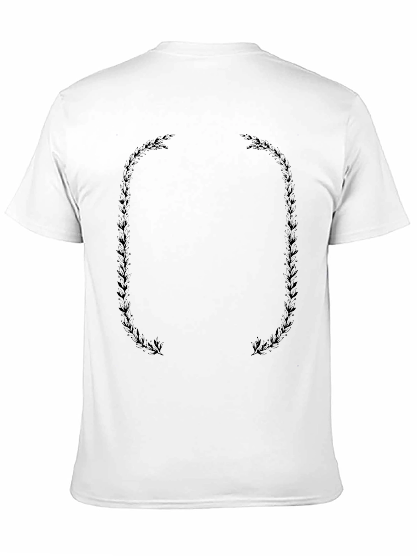 Mens Black T-Shirt with Oval Leaf Frame Design