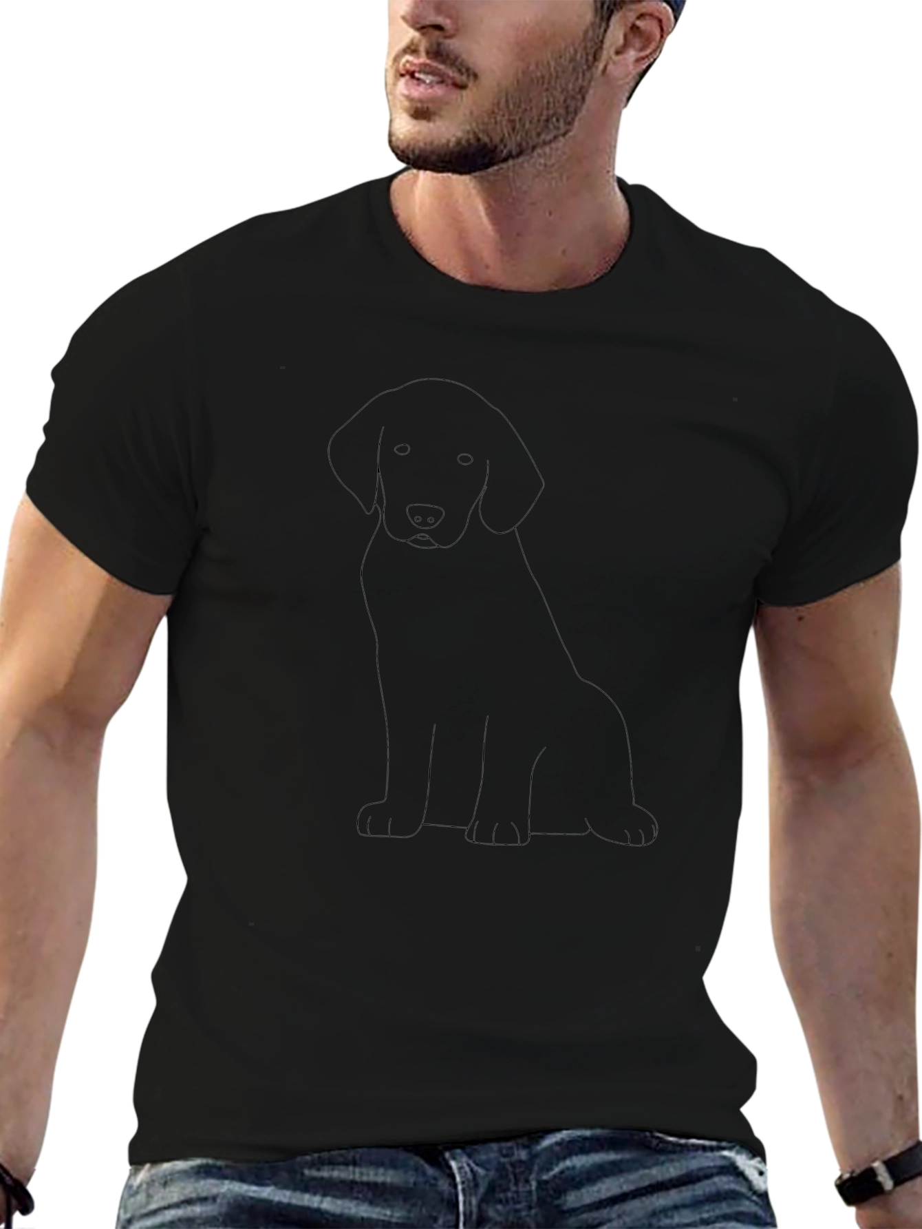 Dog Outline Black T-Shirt