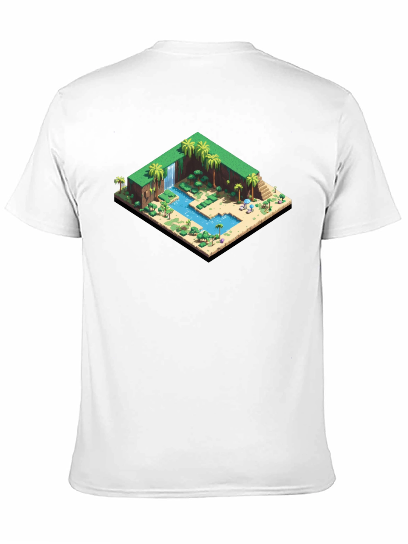 Isometric Oasis Graphic Tee - Black Cotton Casual Shirt