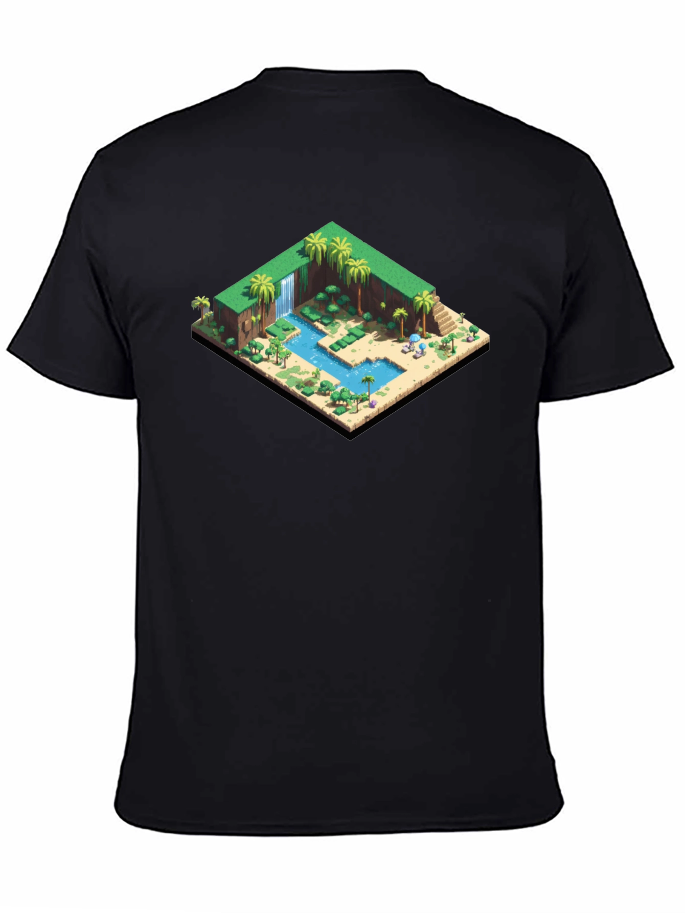 Isometric Oasis Graphic Tee - Black Cotton Casual Shirt