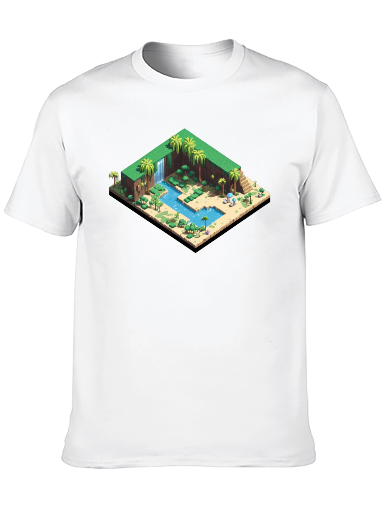 Isometric Oasis Graphic Tee - Black Cotton Casual Shirt