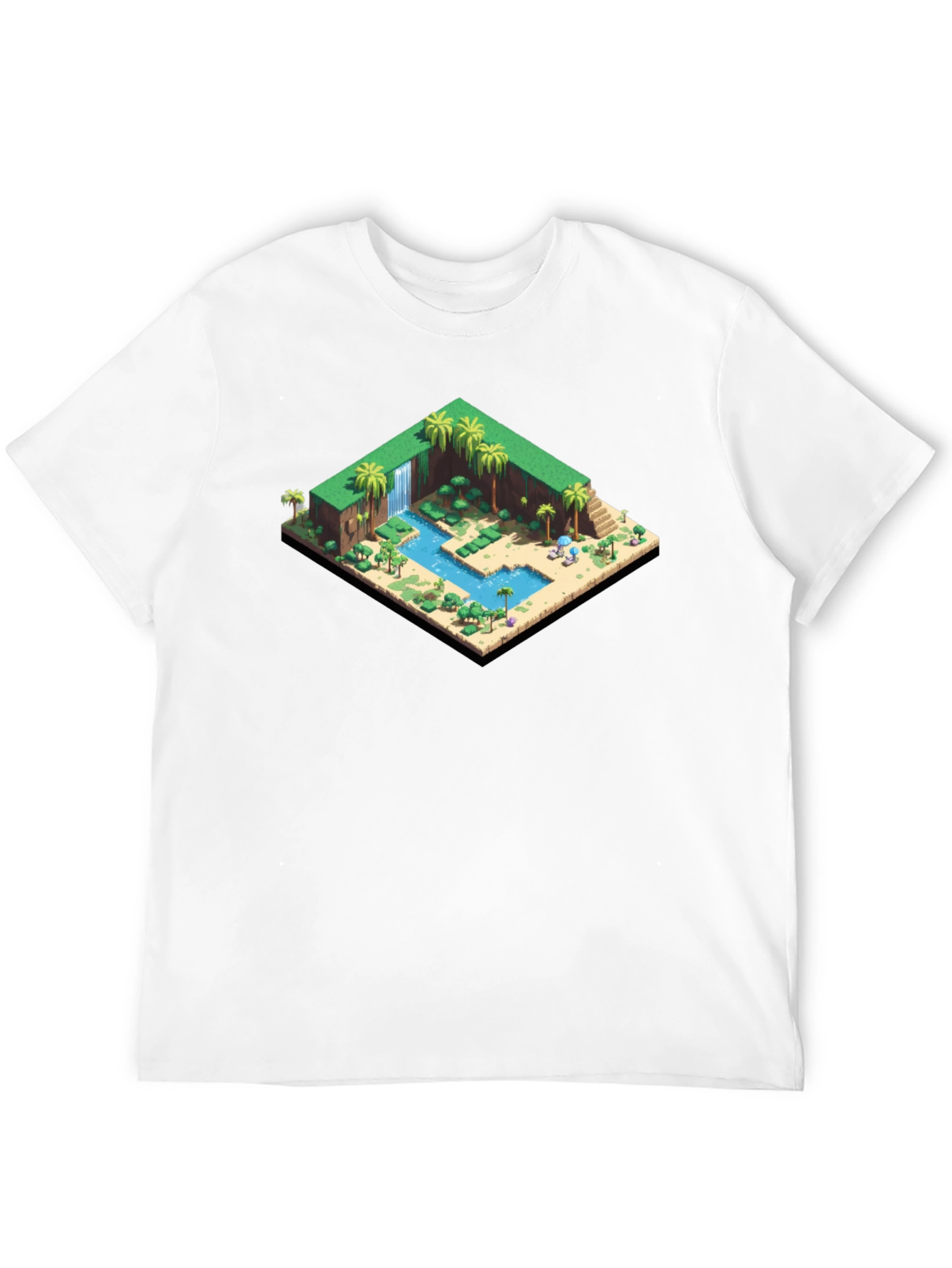 Isometric Oasis Graphic Tee - Black Cotton Casual Shirt
