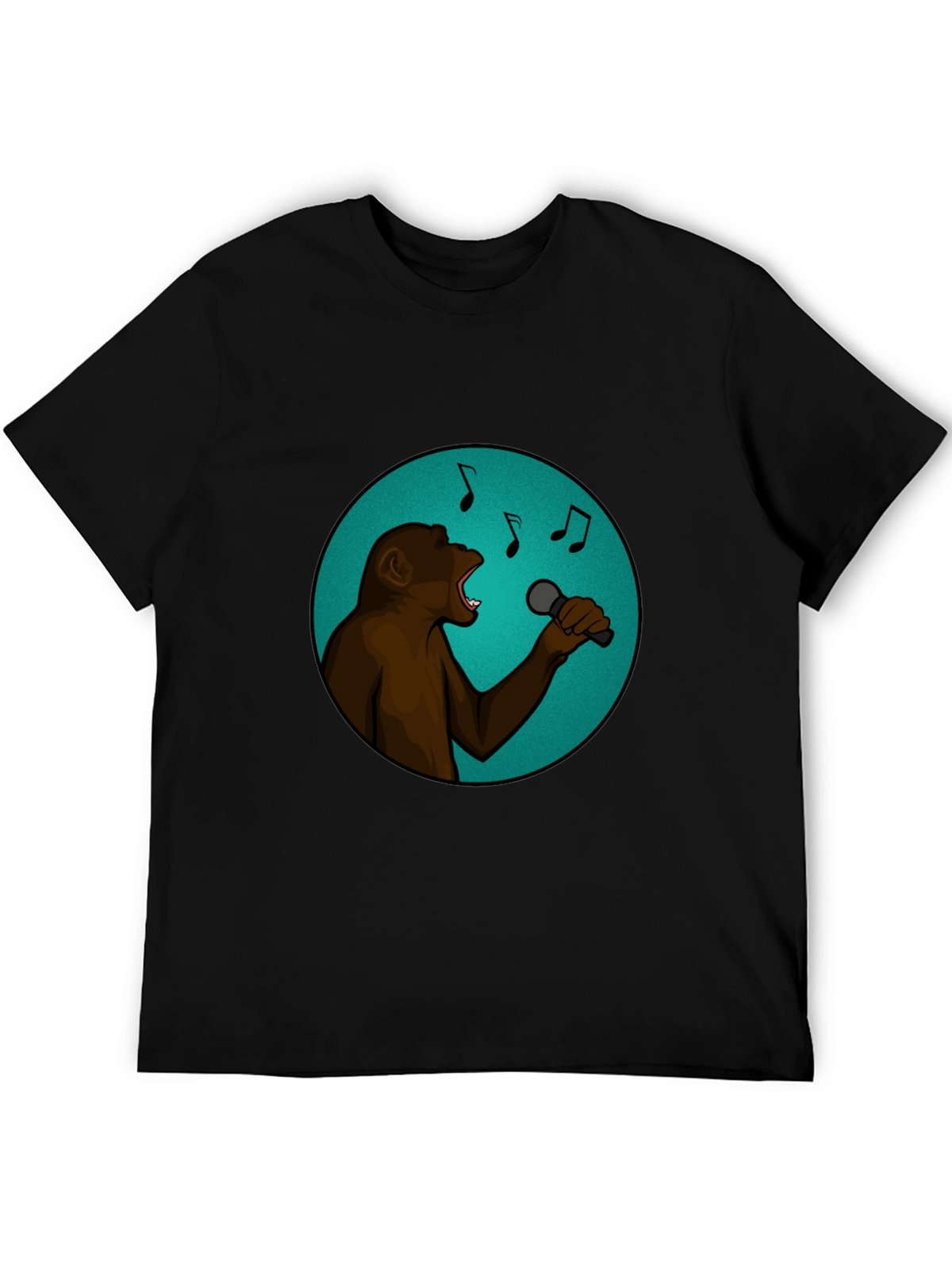 Singing Monkey Graphic Tee - Black Cotton T-Shirt
