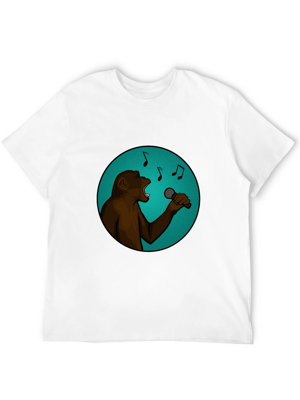 Singing Monkey Graphic Tee - Black Cotton T-Shirt