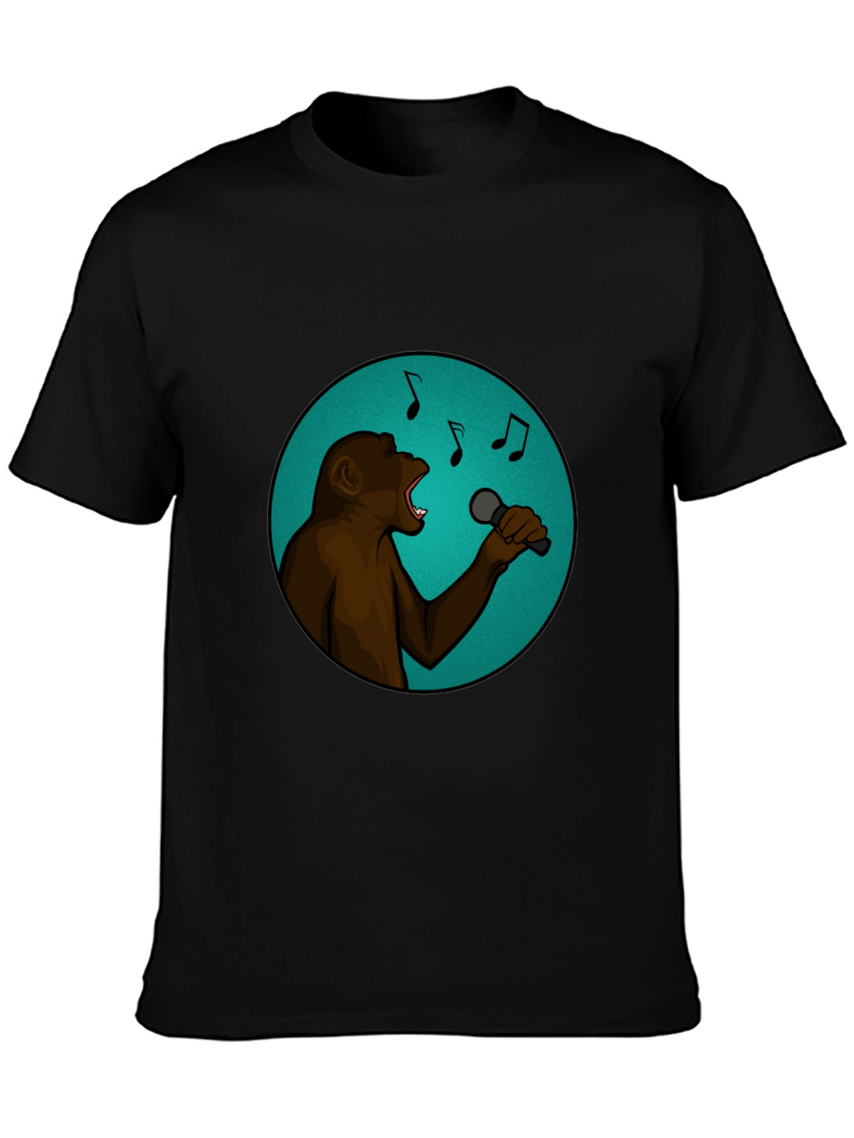 Singing Monkey Graphic Tee - Black Cotton T-Shirt