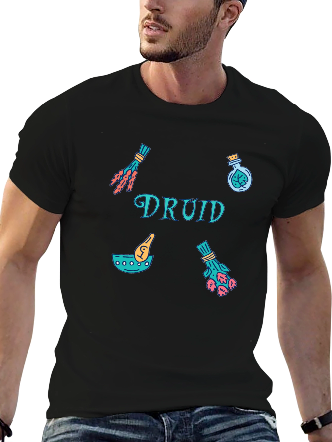 Druid Themed Graphic Print T-Shirt
