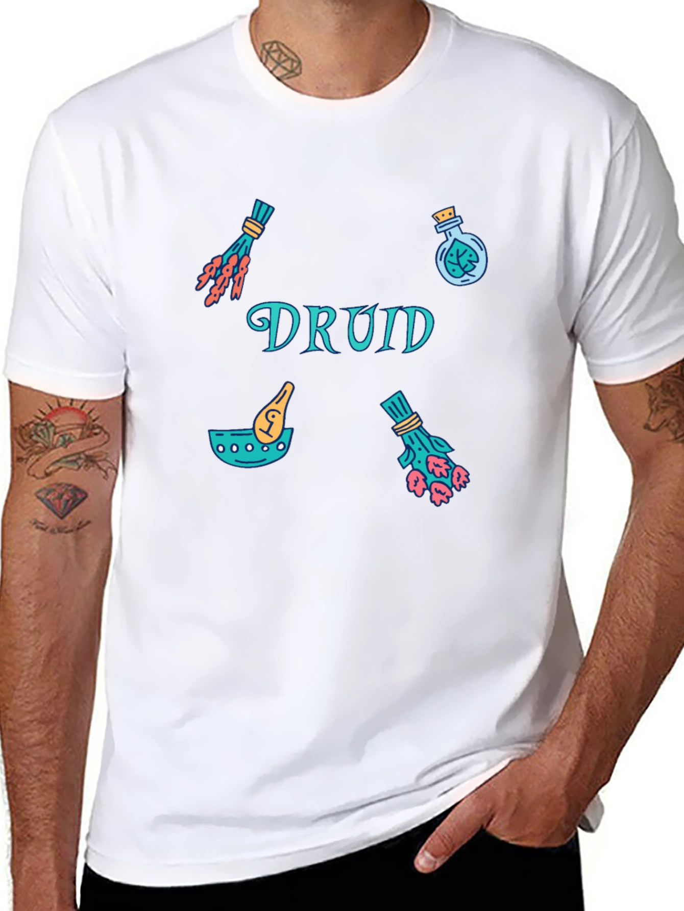 Druid Themed Graphic Print T-Shirt