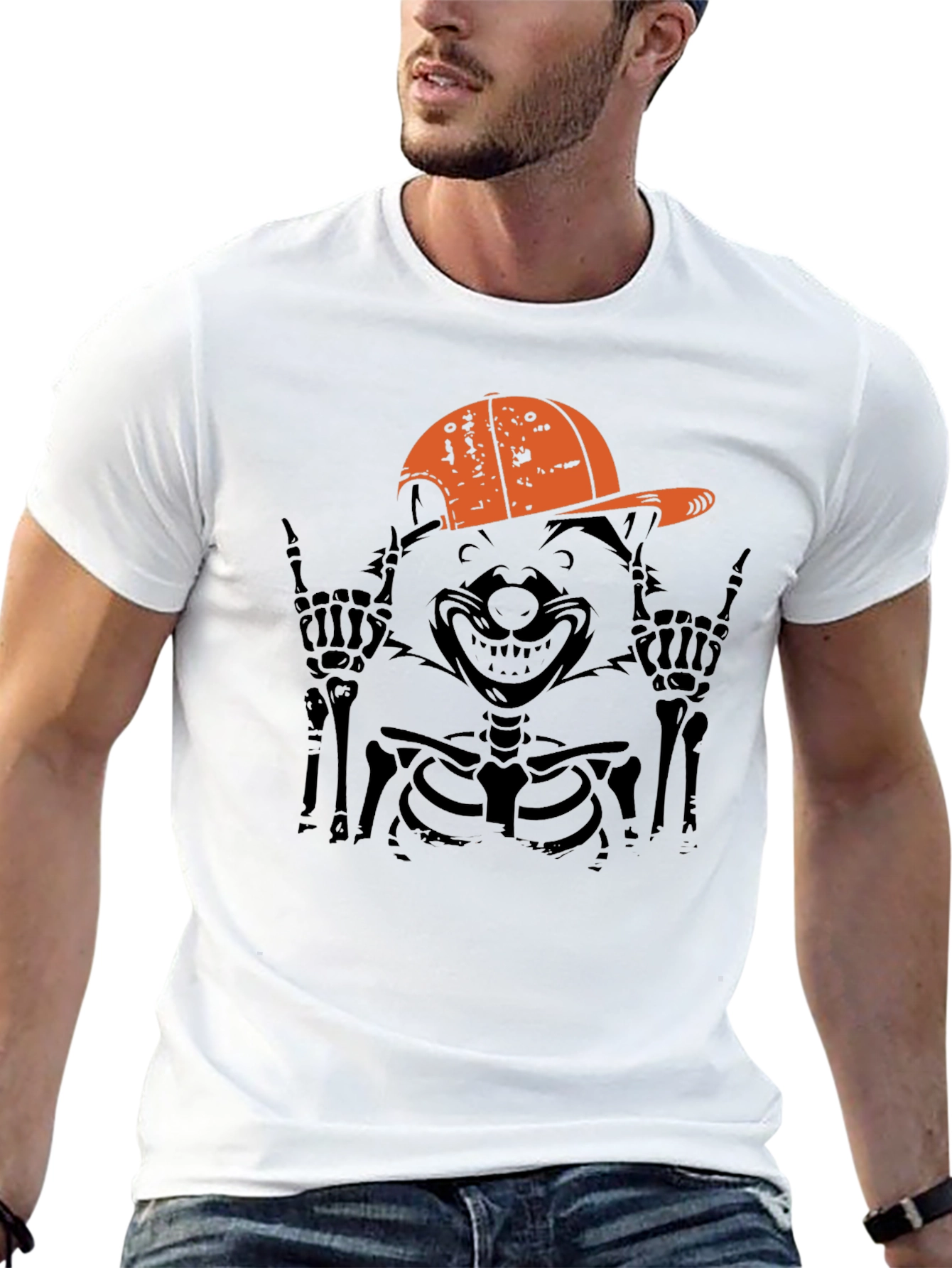 Cool Skeleton Raccoon Graphic Tee