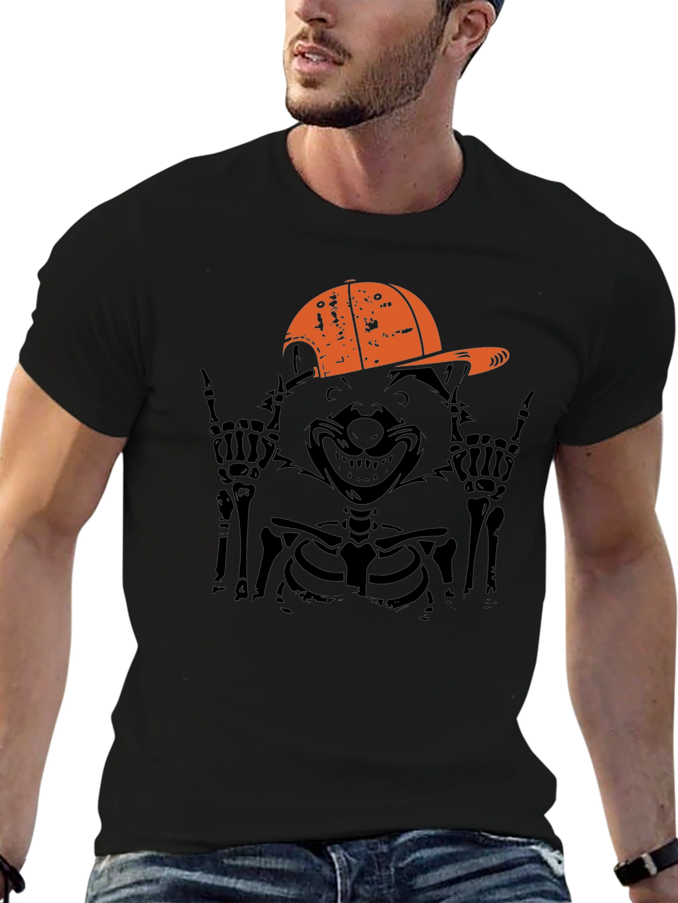 Cool Skeleton Raccoon Graphic Tee