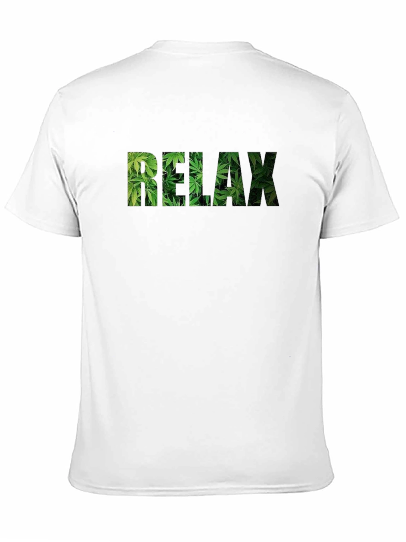 Relax Cannabis Leaf Print Black T-Shirt