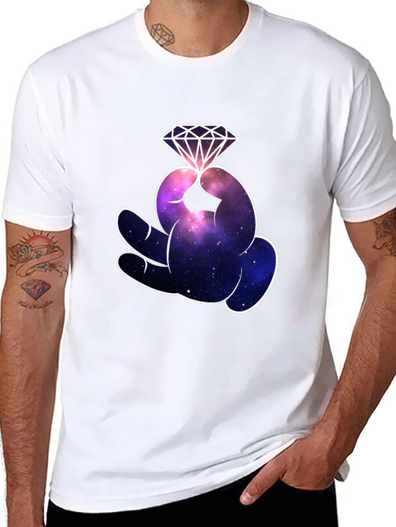 Galaxy Diamond Hand Graphic T-Shirt