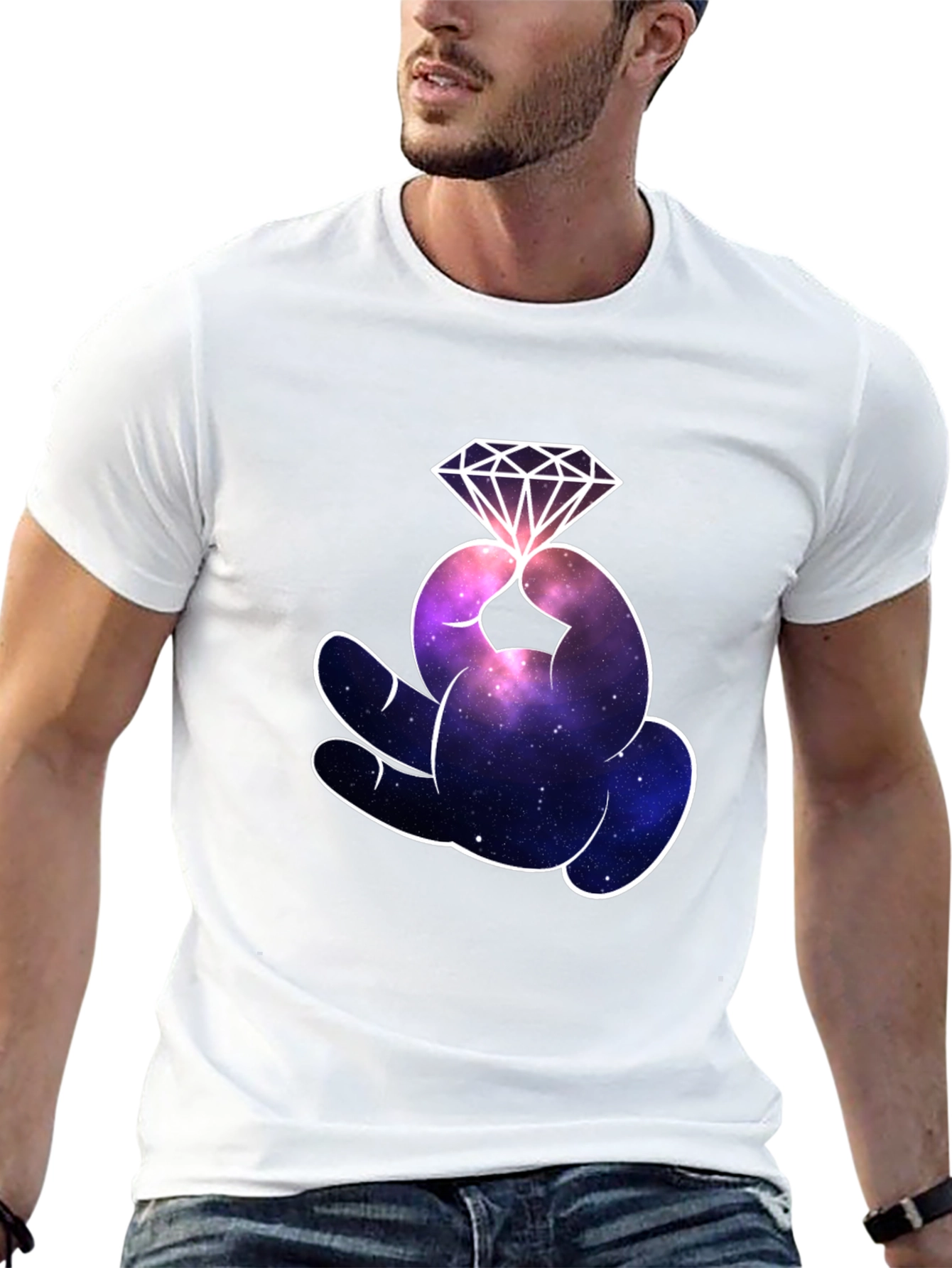Galaxy Diamond Hand Graphic T-Shirt