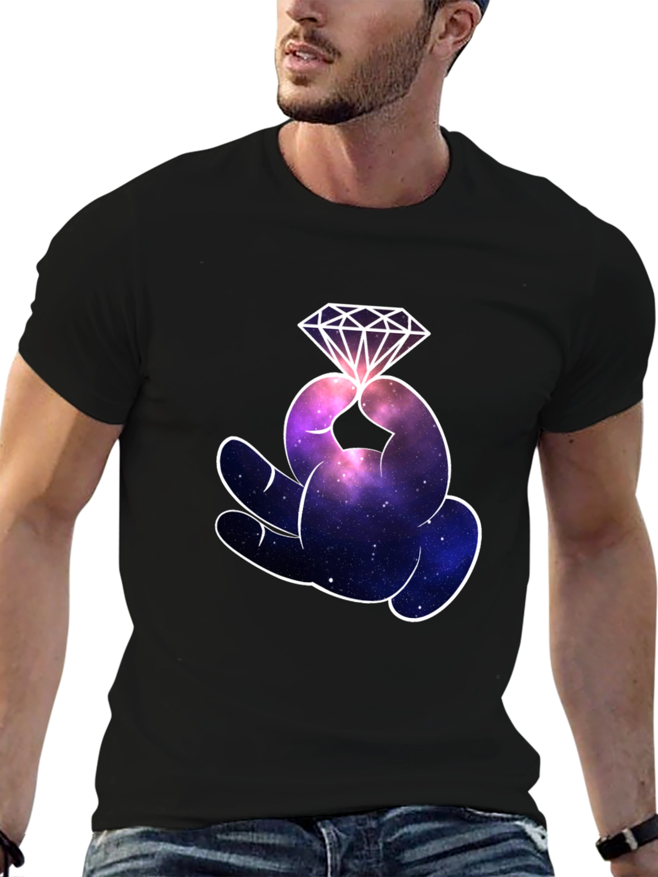 Galaxy Diamond Hand Graphic T-Shirt
