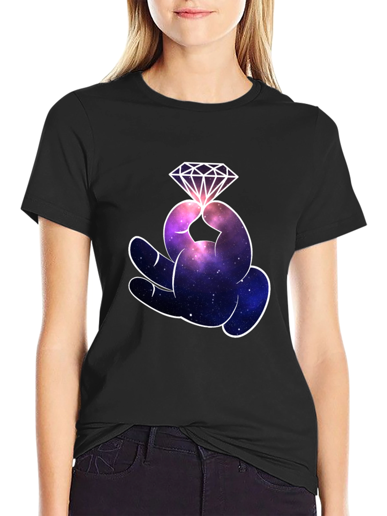 Galaxy Diamond Hand Graphic T-Shirt